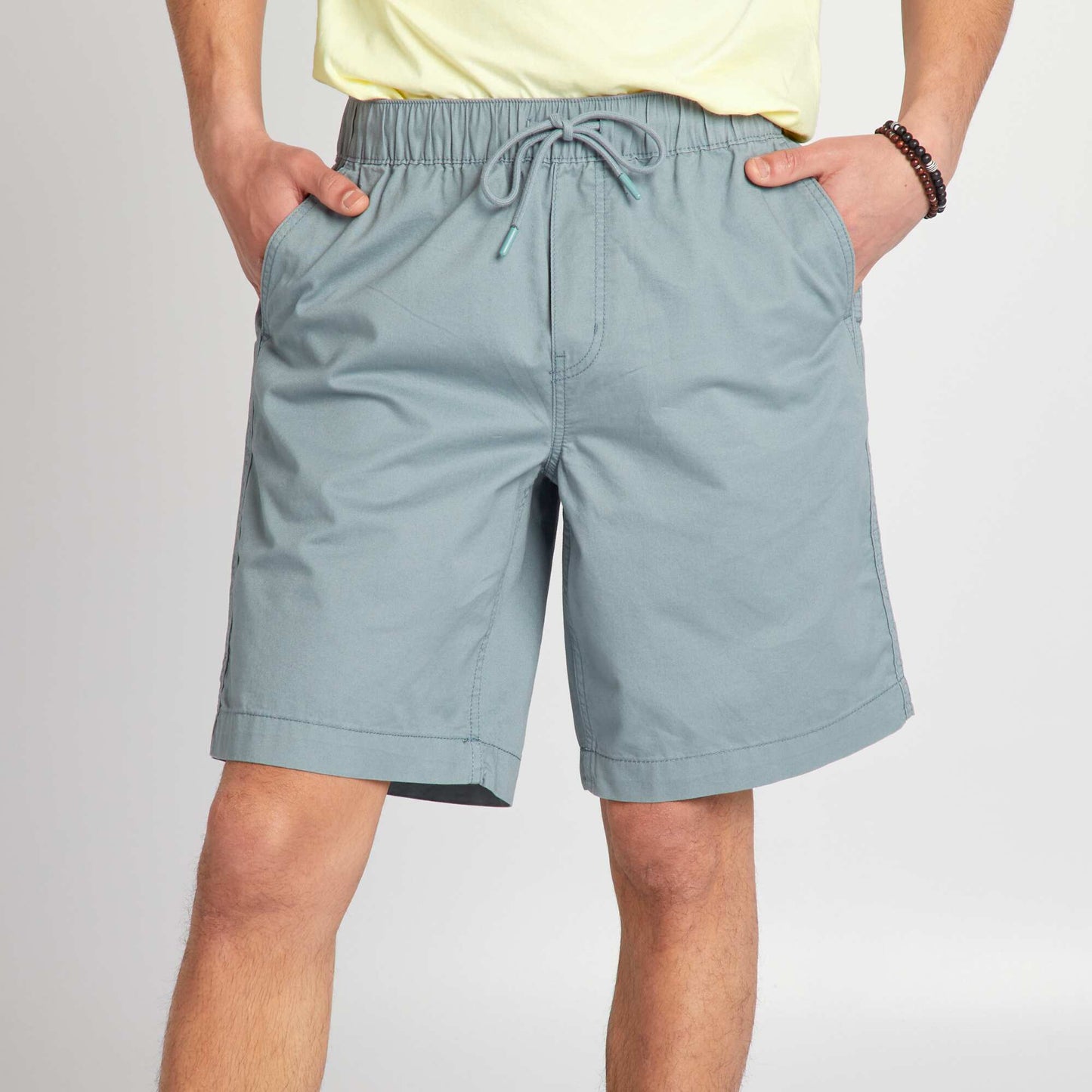Straight-leg shorts with elasticated waist BLUE