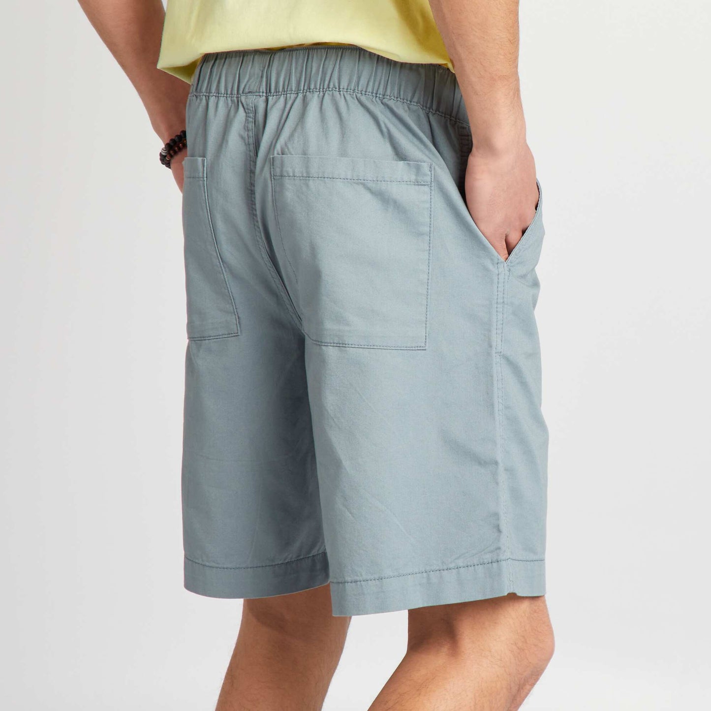 Straight-leg shorts with elasticated waist BLUE