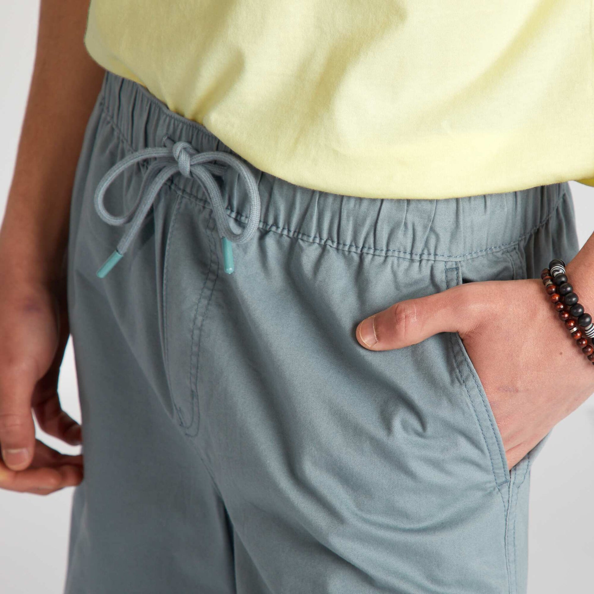 Straight-leg shorts with elasticated waist BLUE