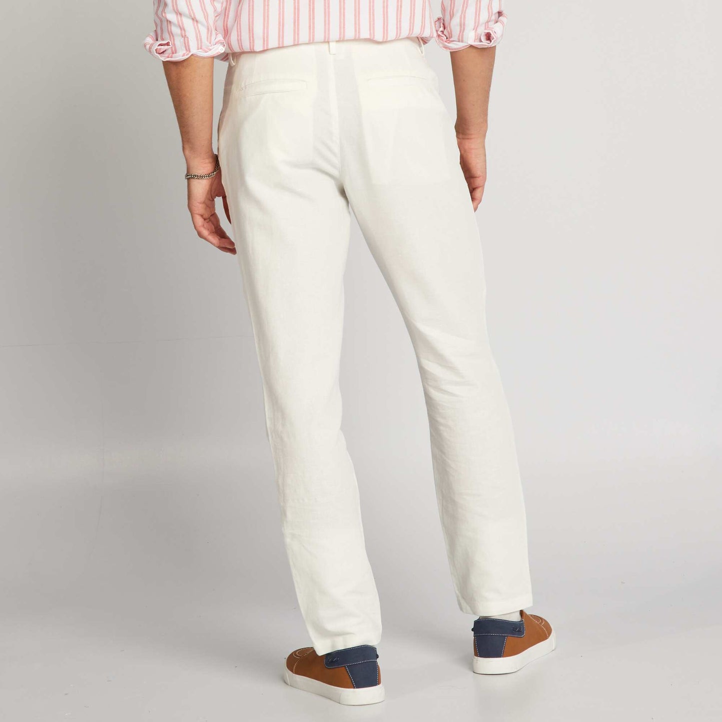 Slim-fit linen-blend chinos WHITE