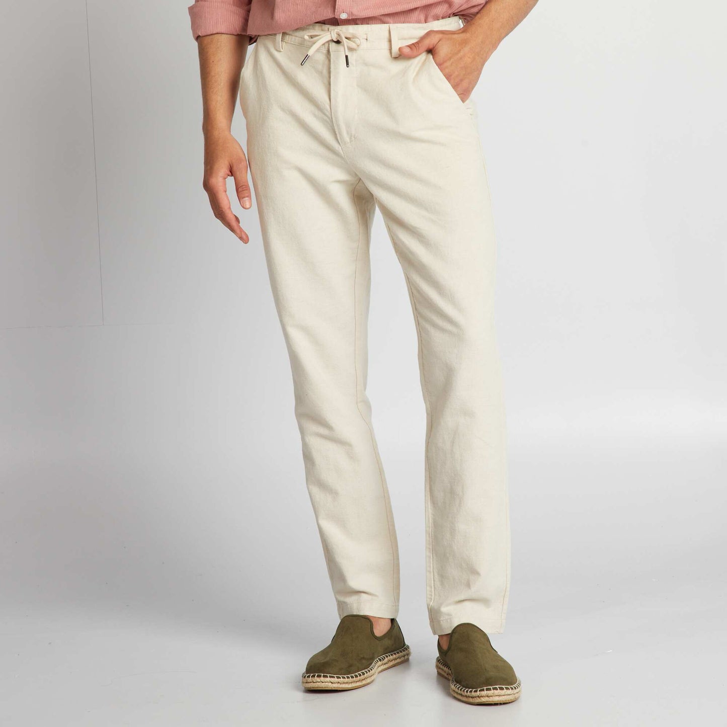 Slim-fit linen-blend chinos BEIGE