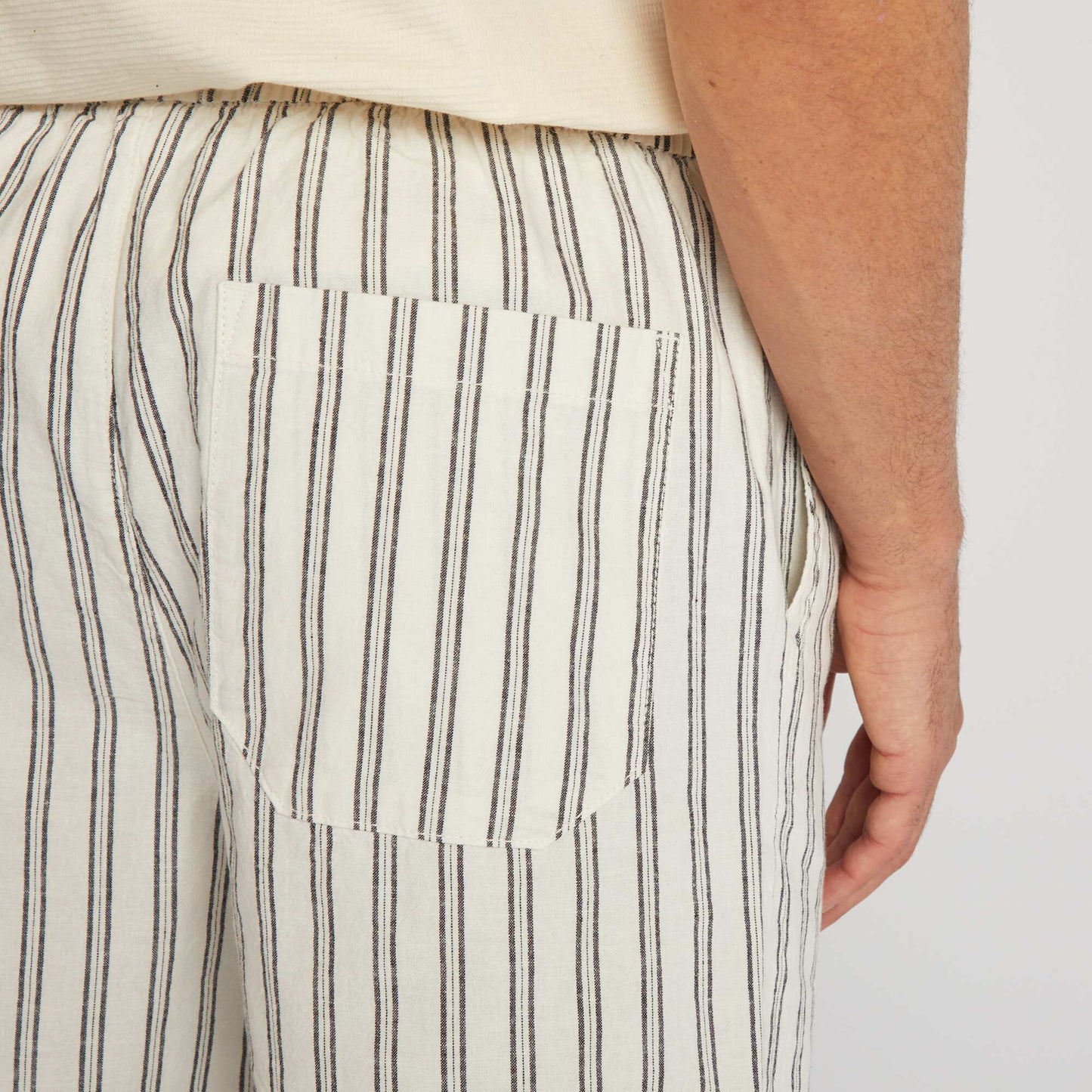 Striped linen-blend shorts BEIGE