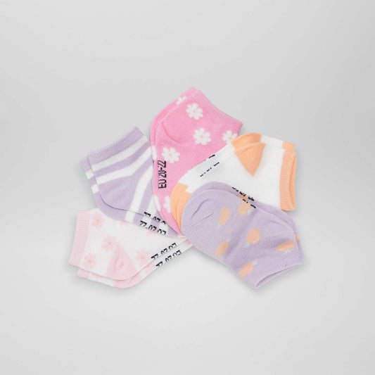 Pack of 5 pairs of invisible socks PINK