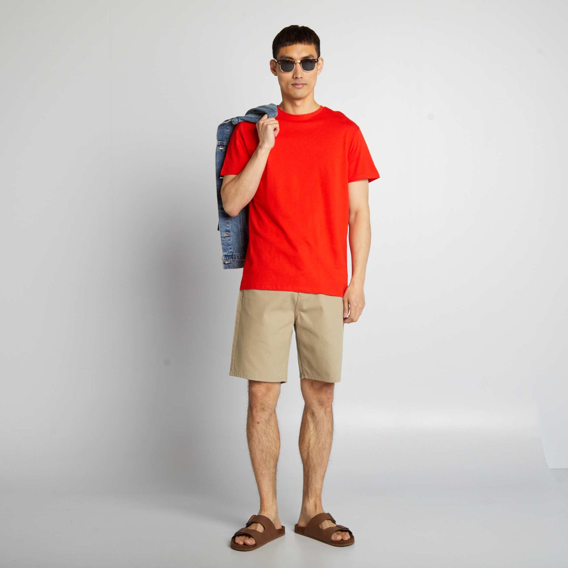 5-pocket denim Bermuda shorts BEIGE