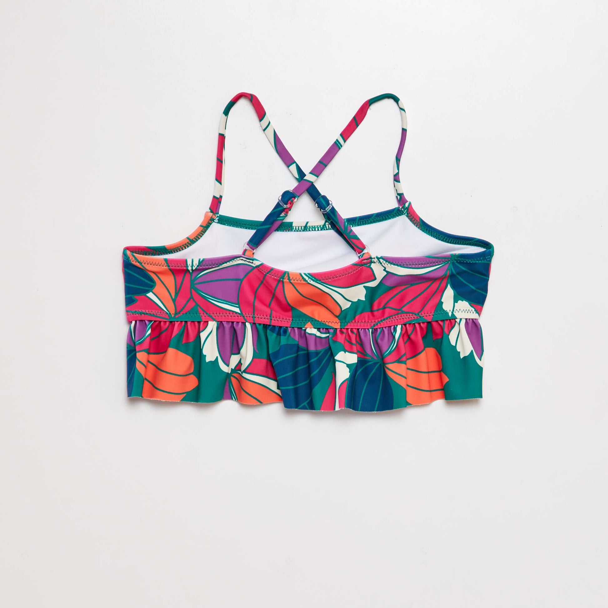 Printed and ruffled swimsuit - Two-piece set GREEN