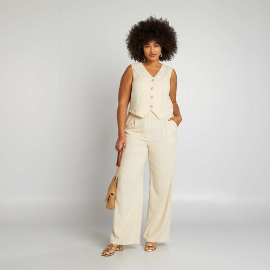 Linen-blend tailored trousers BEIGE