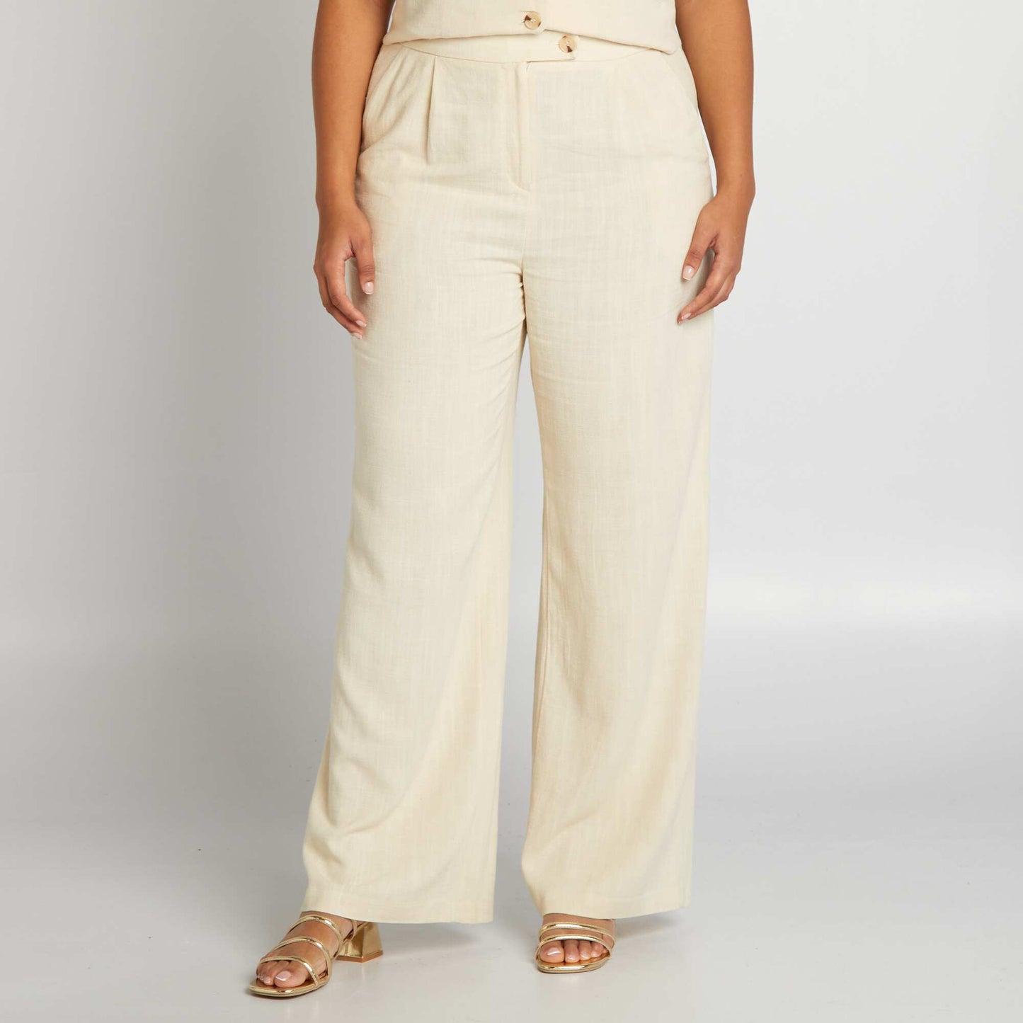 Linen-blend tailored trousers BEIGE