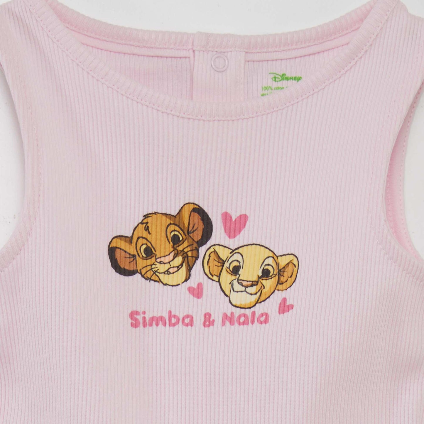 قميص بدون أكمام بخطوط من ديزني باللون الوردي