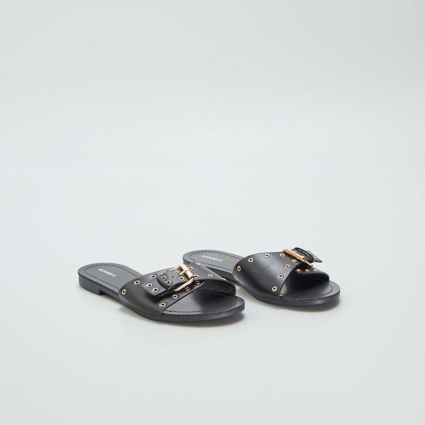 Mules with buckled straps BLACK