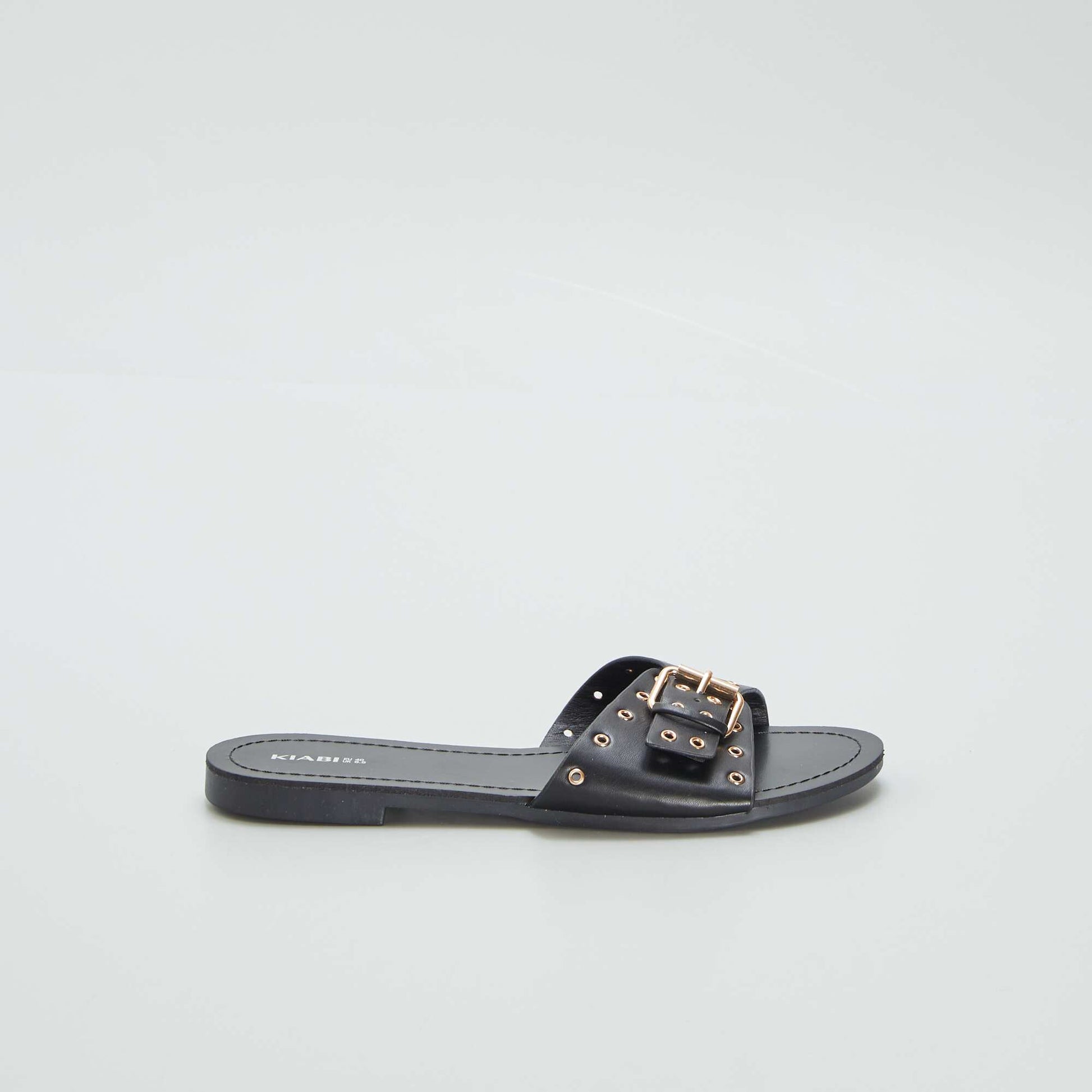 Mules with buckled straps BLACK