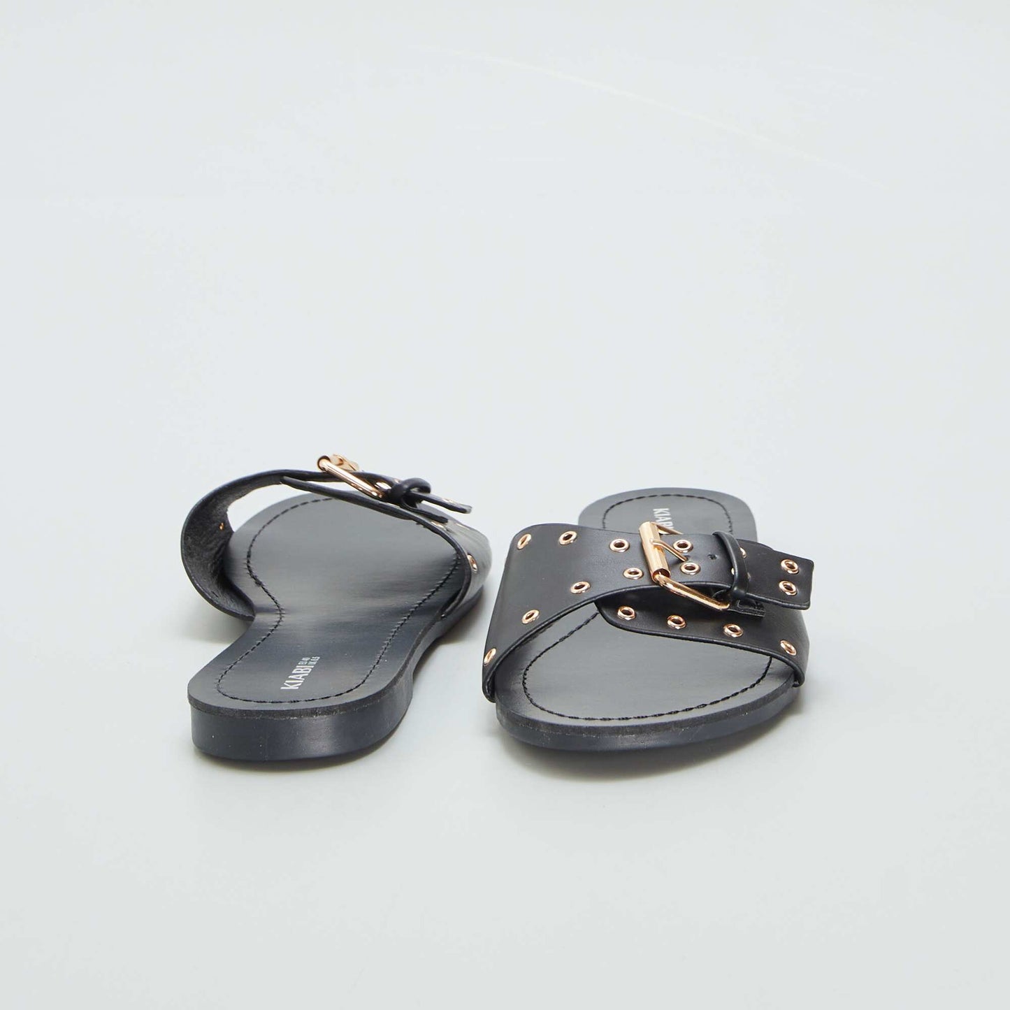 Mules with buckled straps BLACK