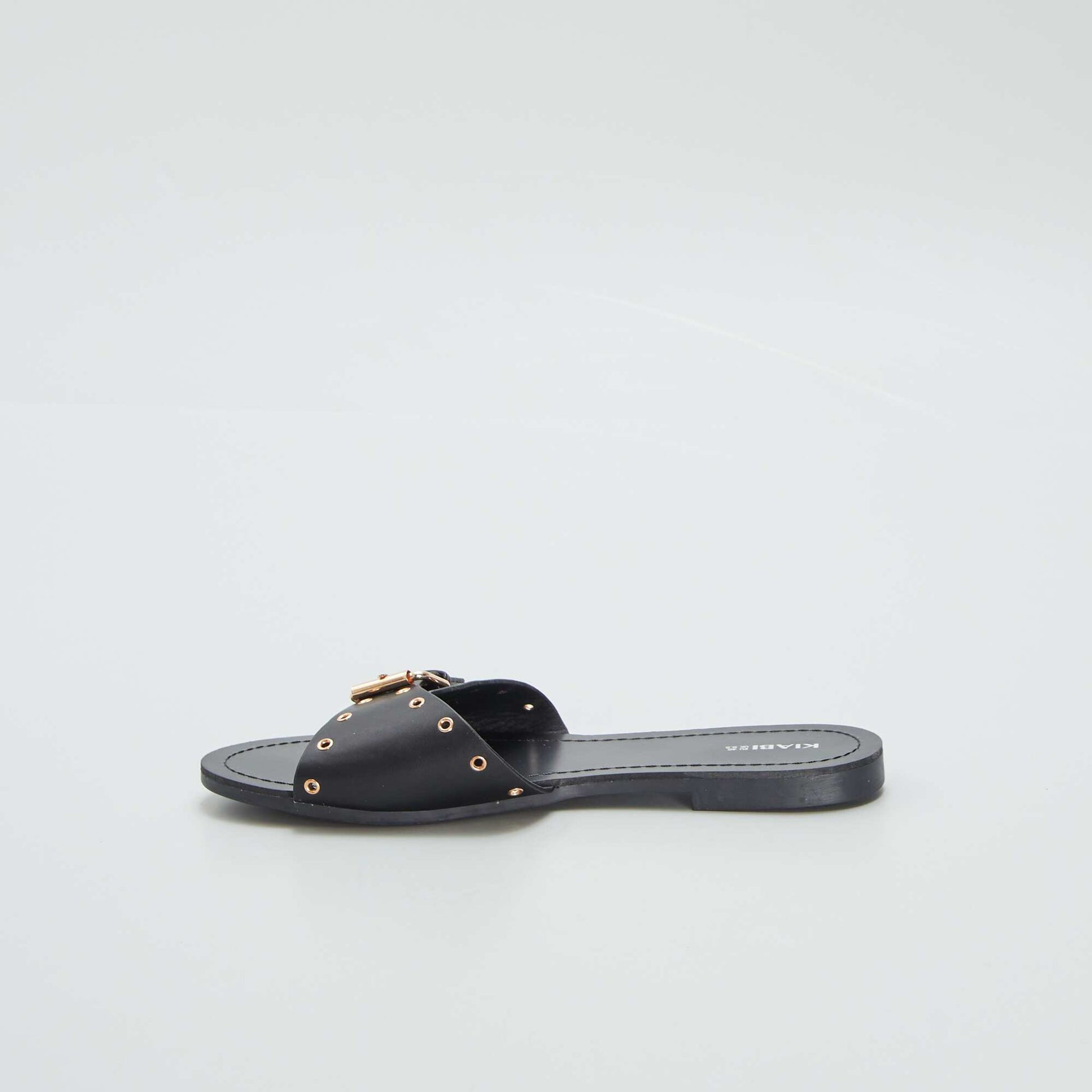 Mules with buckled straps BLACK