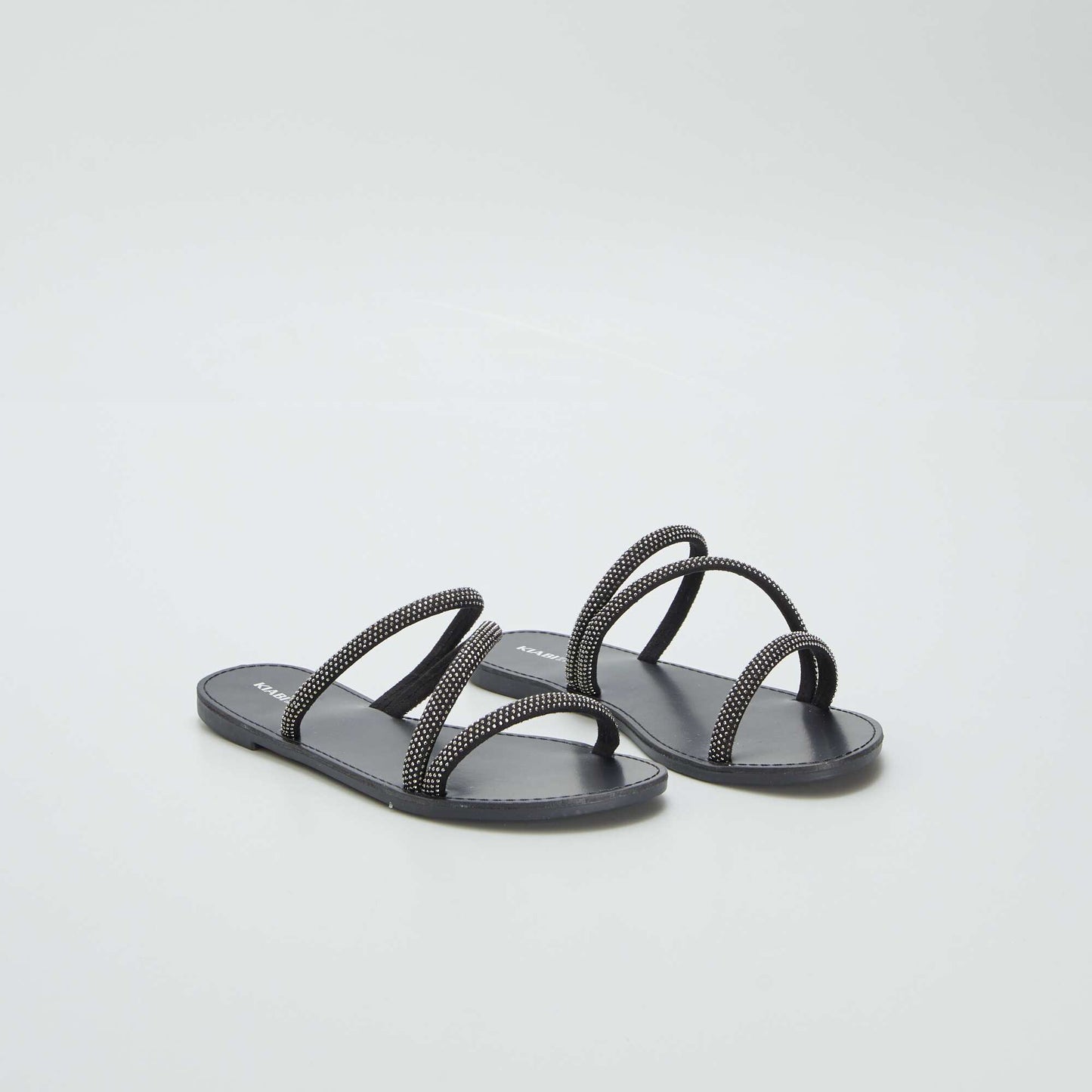Mules with diamanté straps BLACK