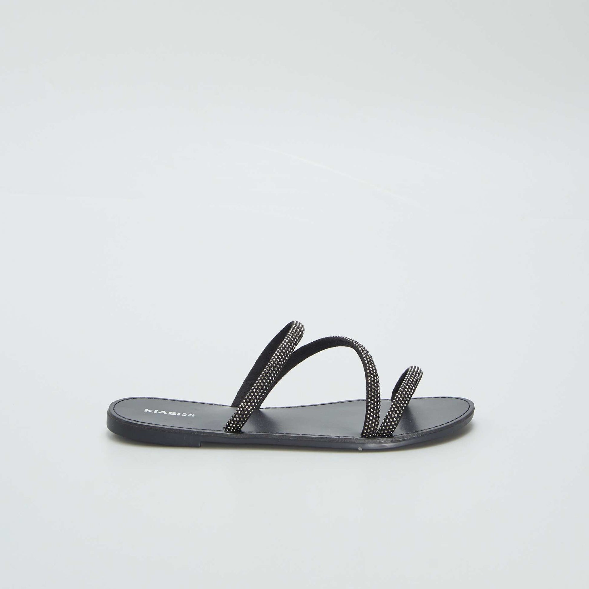 Mules with diamanté straps BLACK