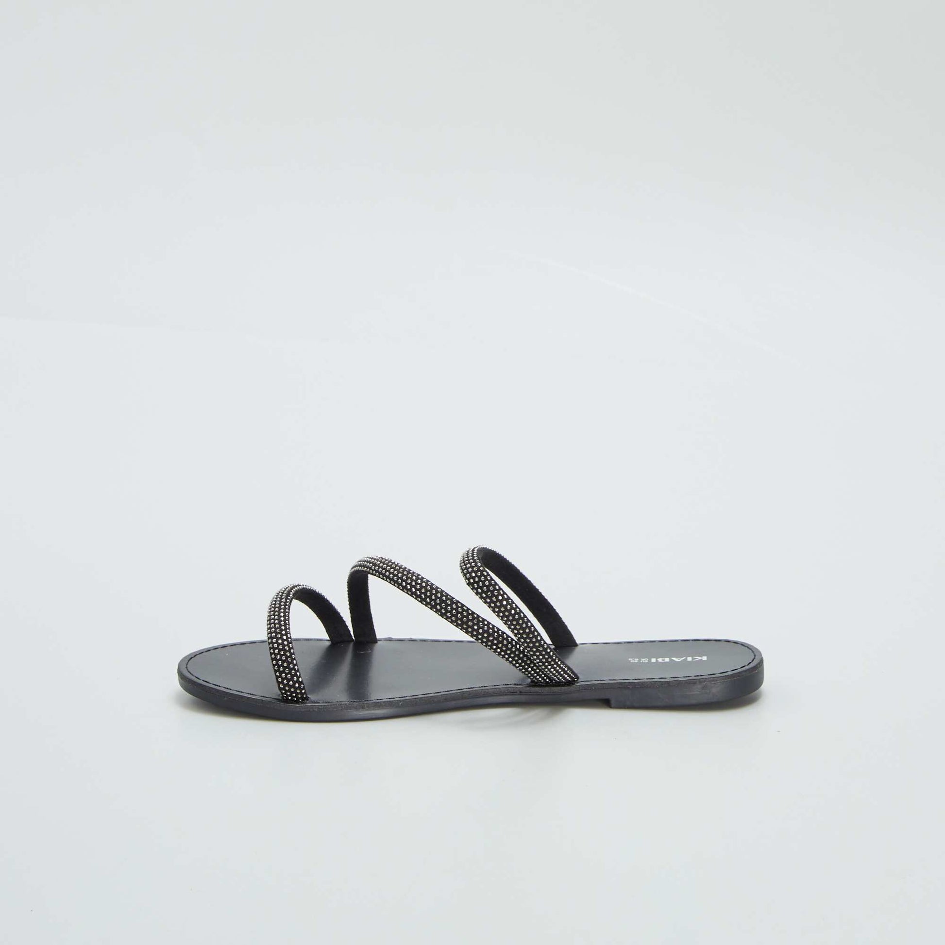Mules with diamanté straps BLACK