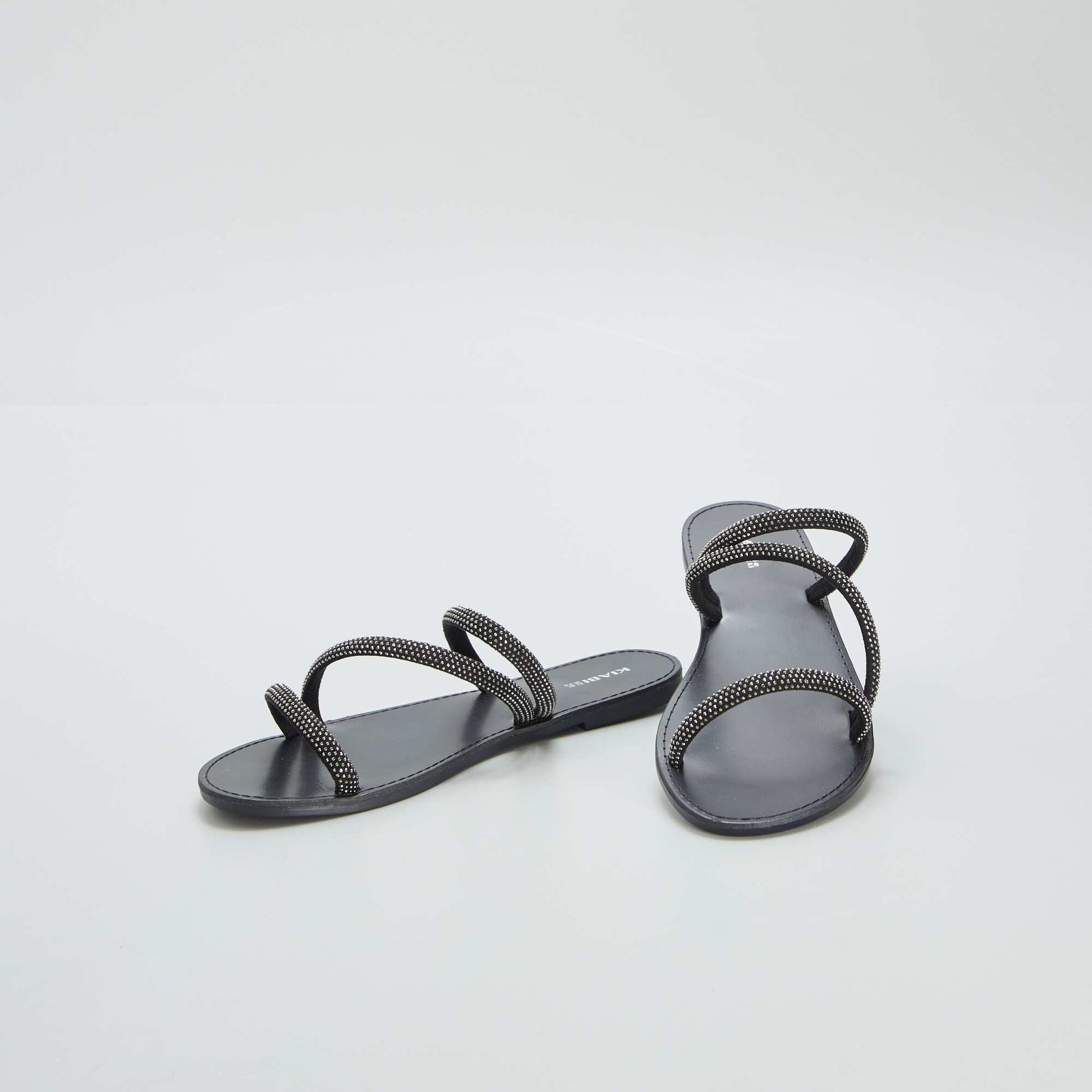 Mules with diamanté straps BLACK