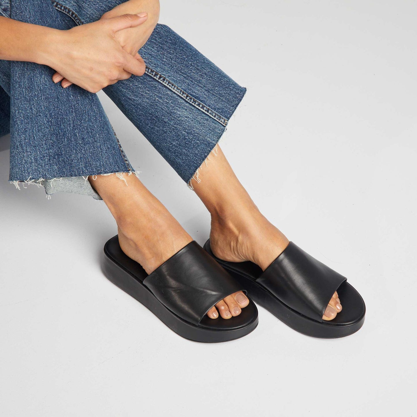 Wedge platform sandals BLACK