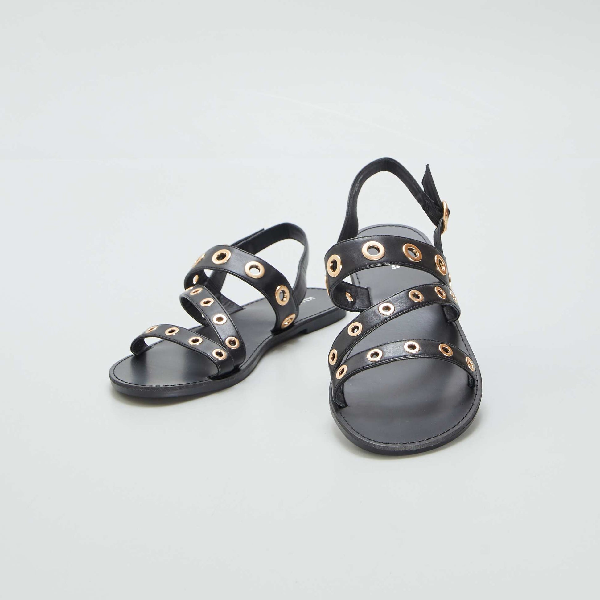 Eyelet sandals BLACK