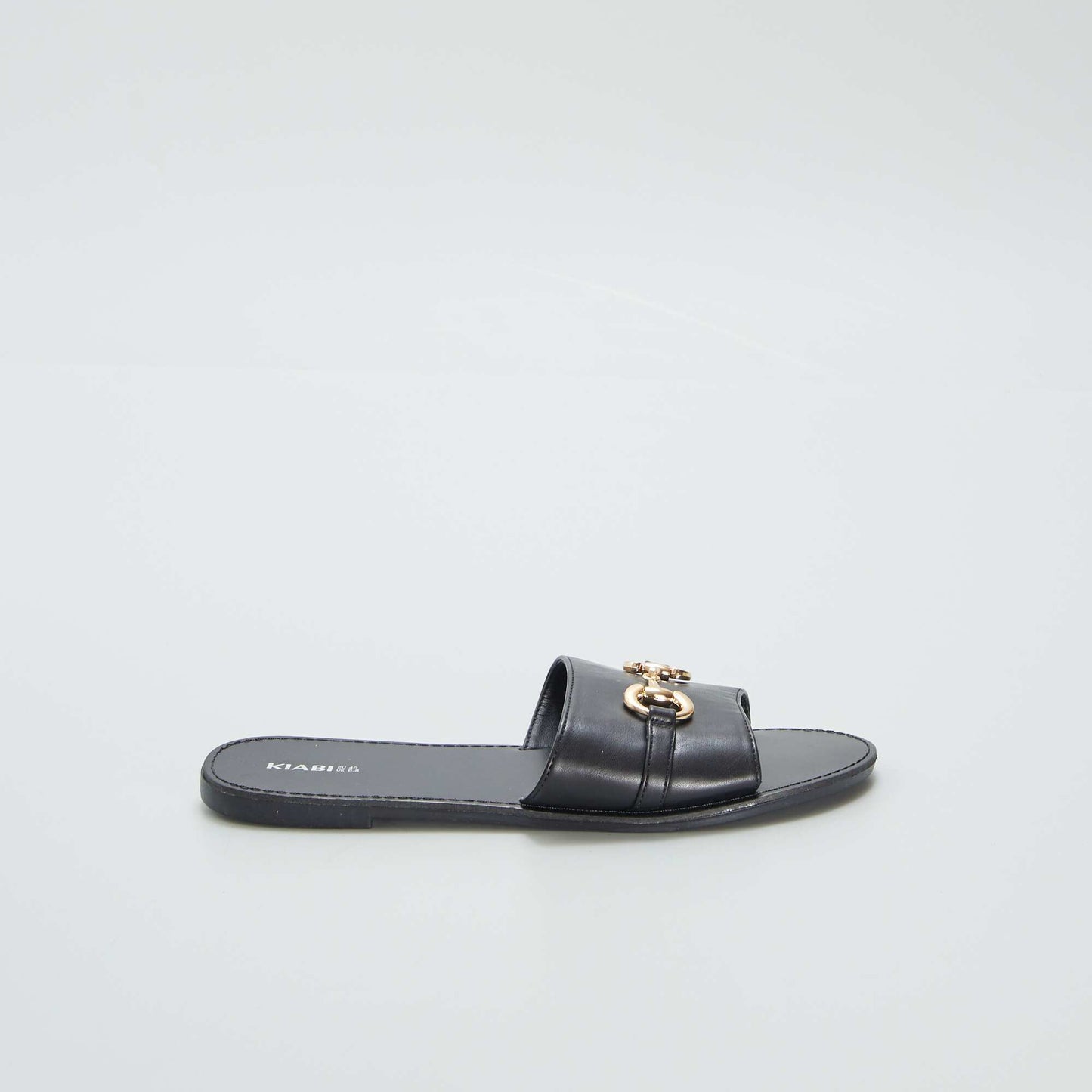 Flat mules with gold-coloured buckle BLACK
