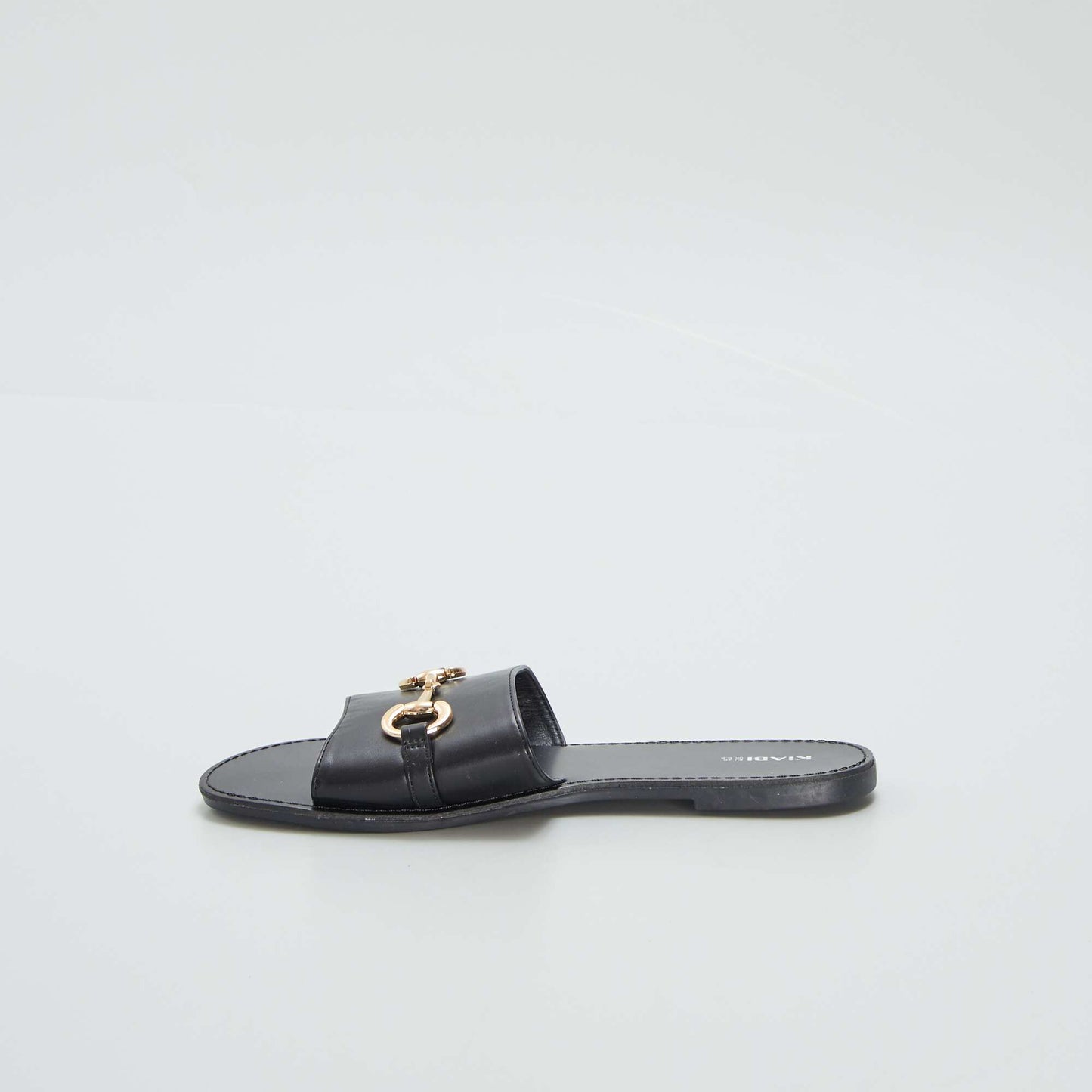 Flat mules with gold-coloured buckle BLACK