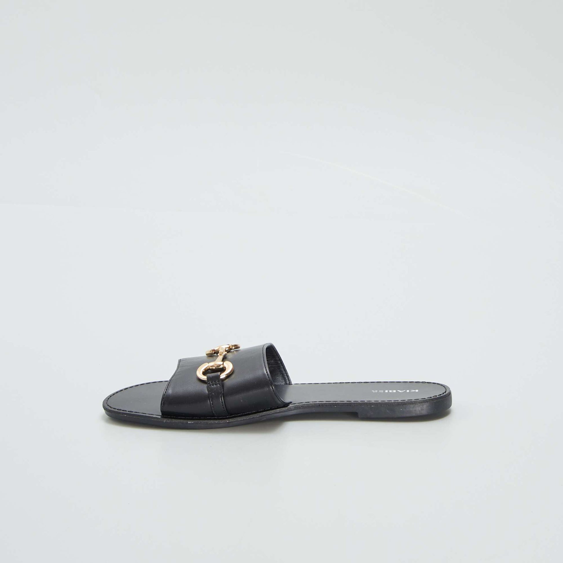 Flat mules with gold-coloured buckle BLACK