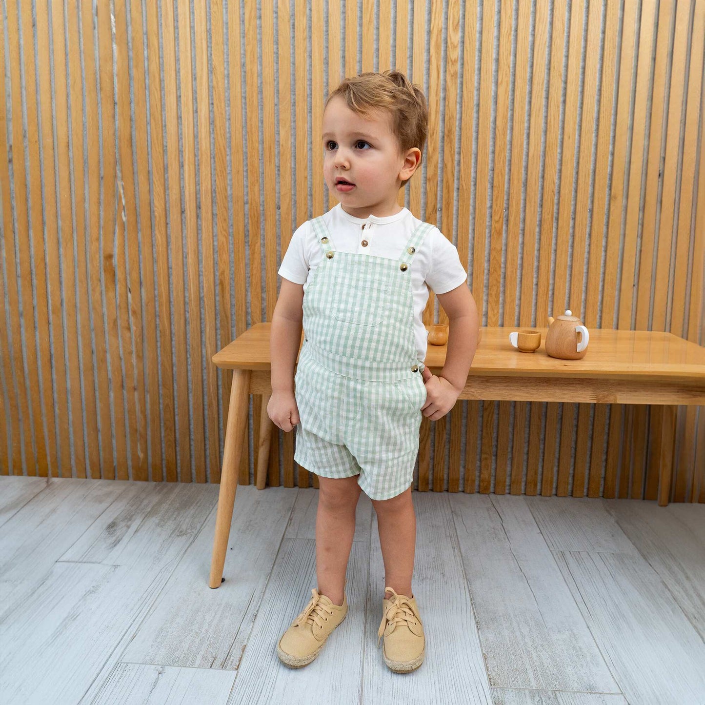 Checked dungarees GREEN