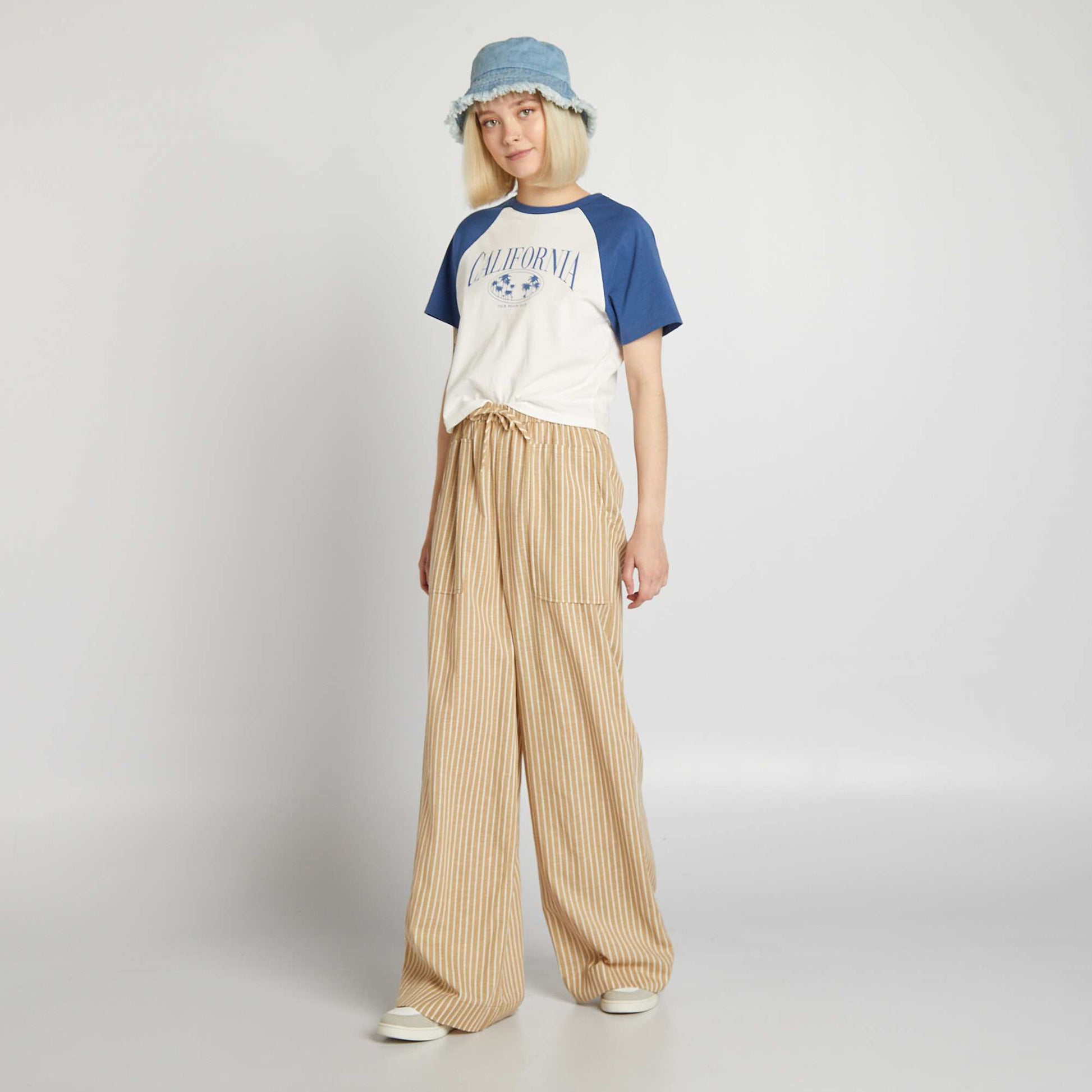 Wide-leg linen trousers BEIGE
