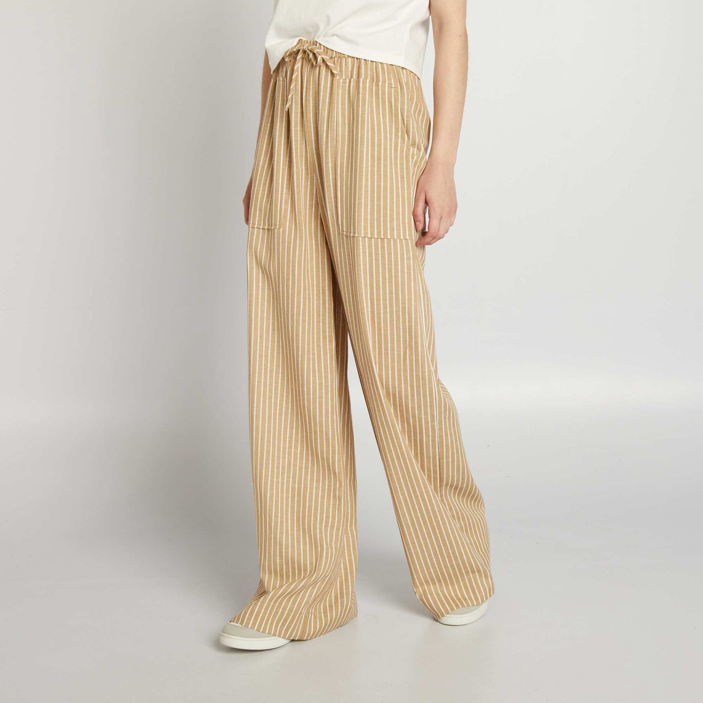 Wide-leg linen trousers BEIGE