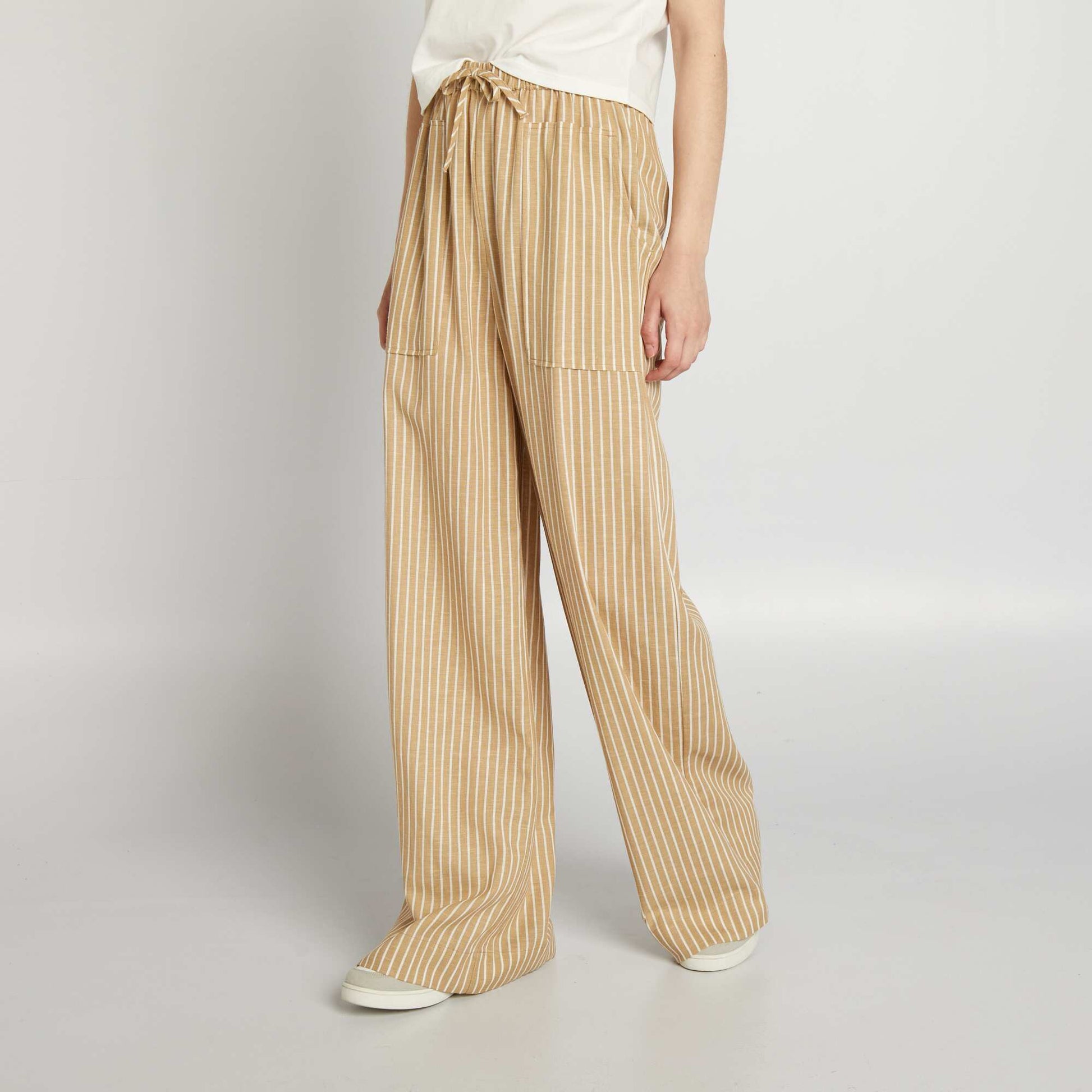 Wide-leg linen trousers BEIGE