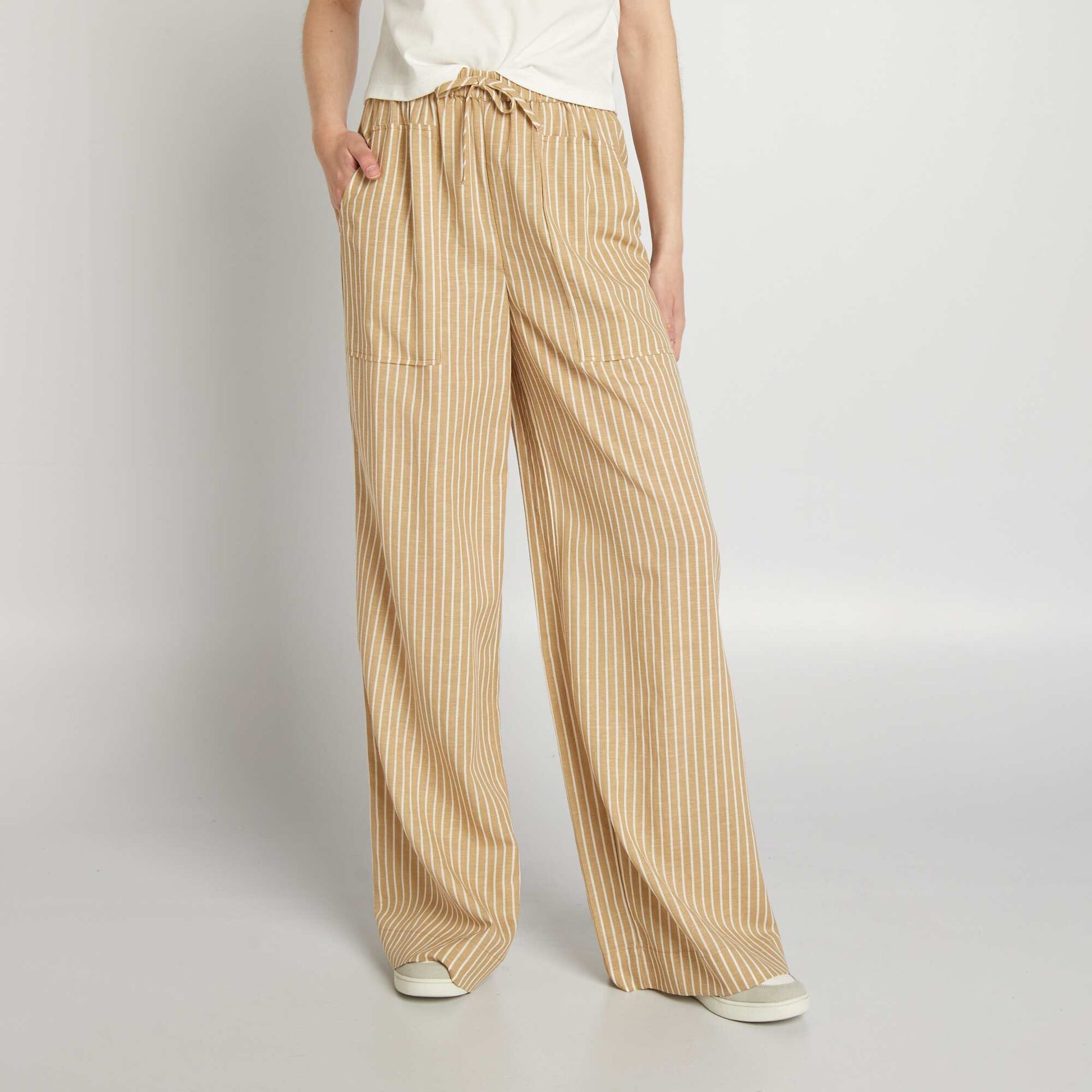 Wide-leg linen trousers BEIGE