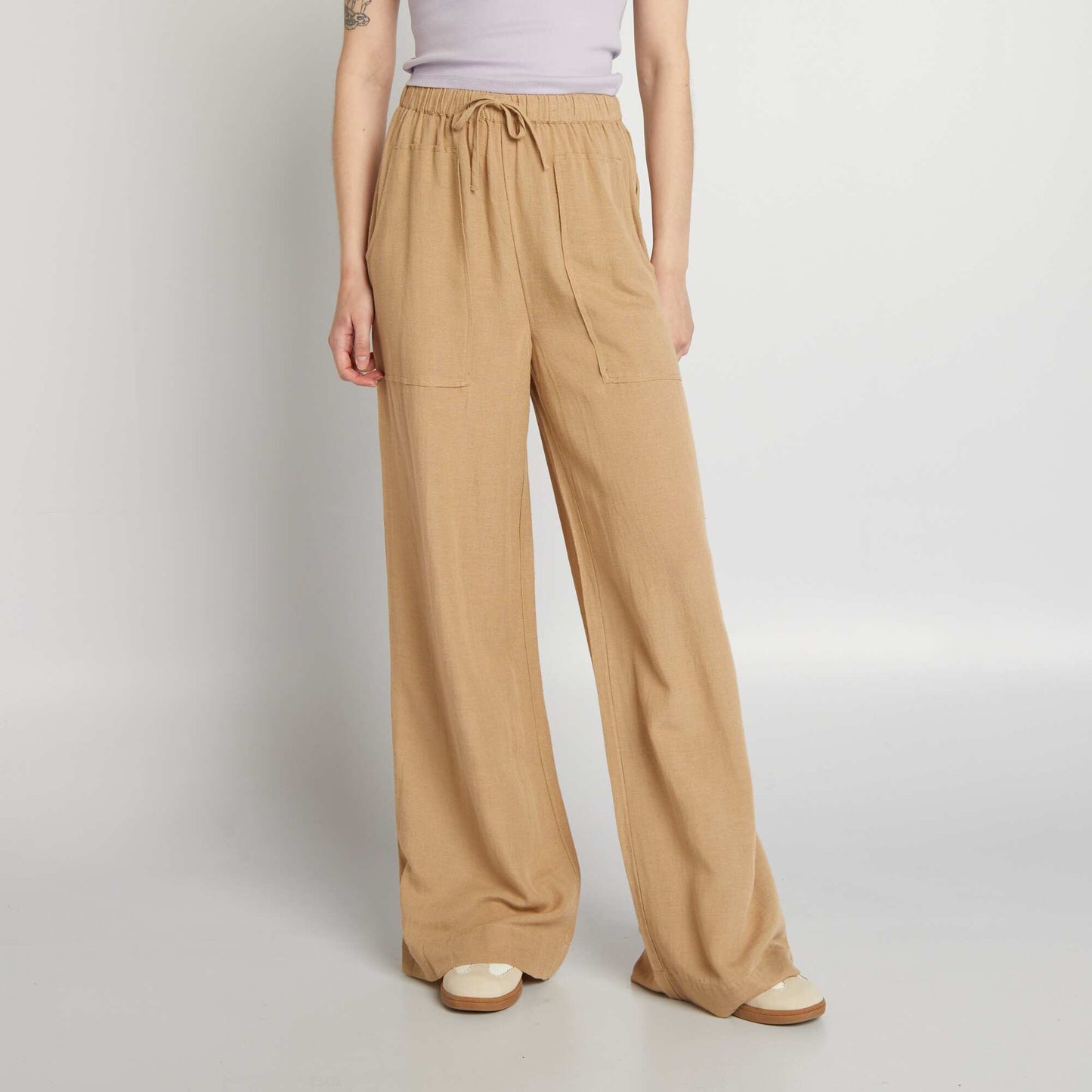 Wide-leg linen trousers BEIGE