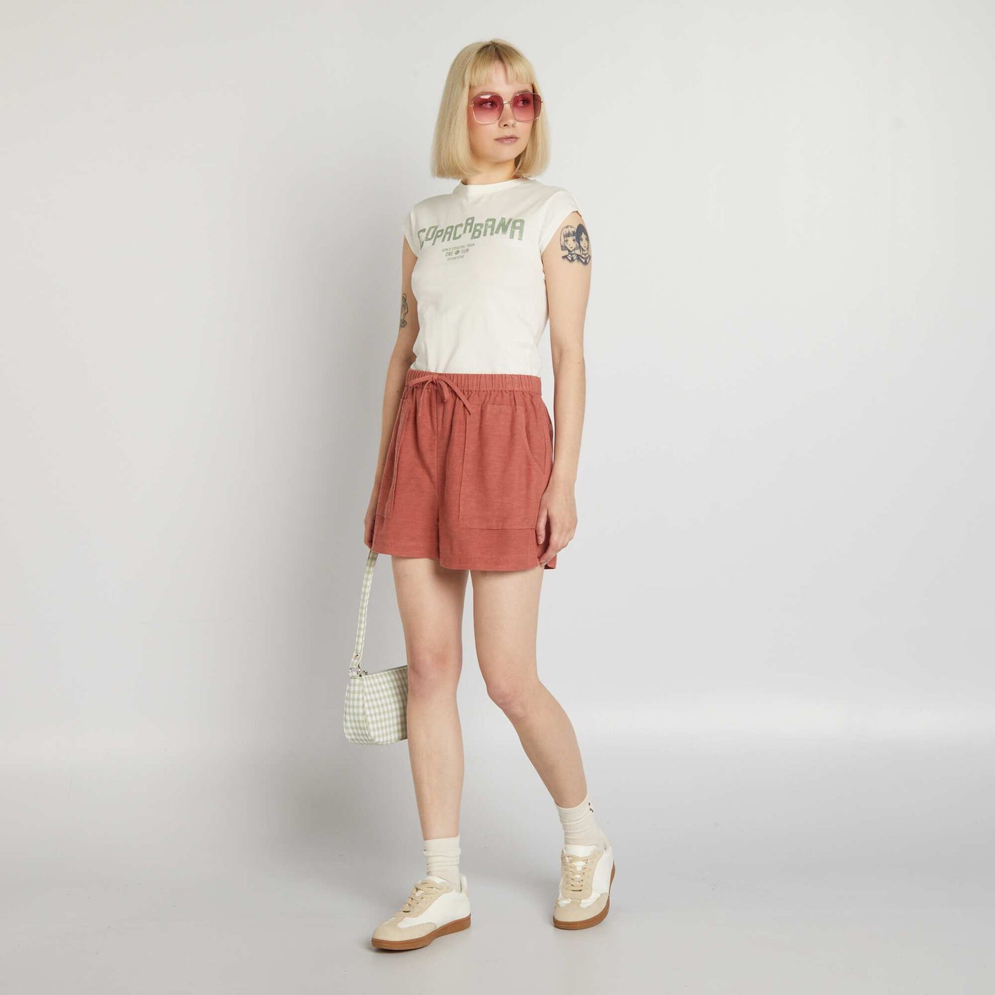 Striped linen shorts PINK