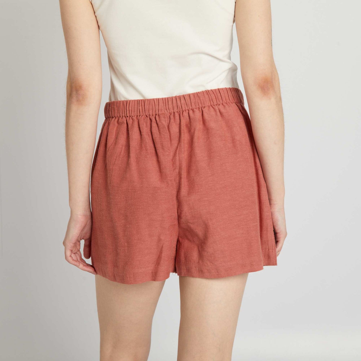 Striped linen shorts PINK