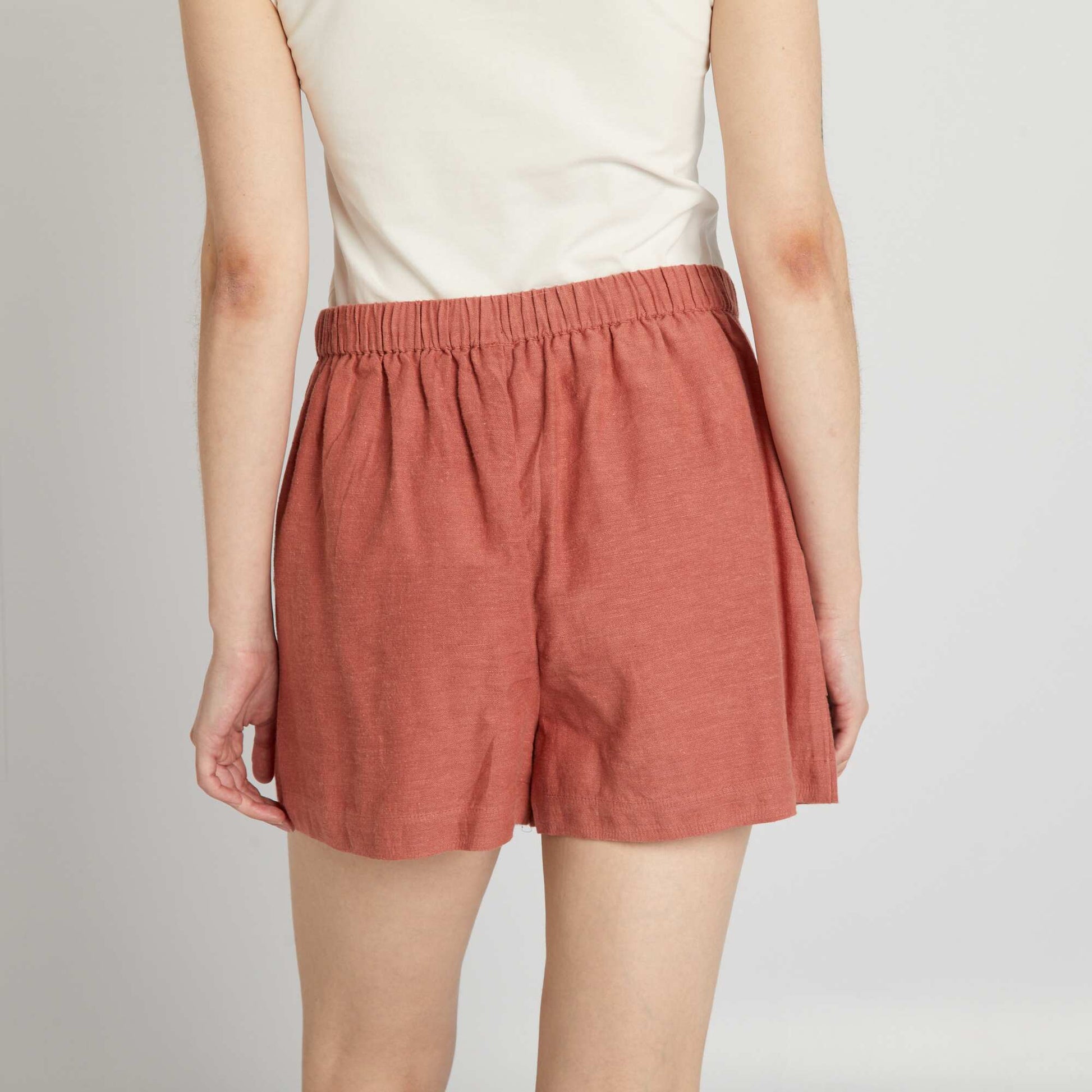Striped linen shorts PINK