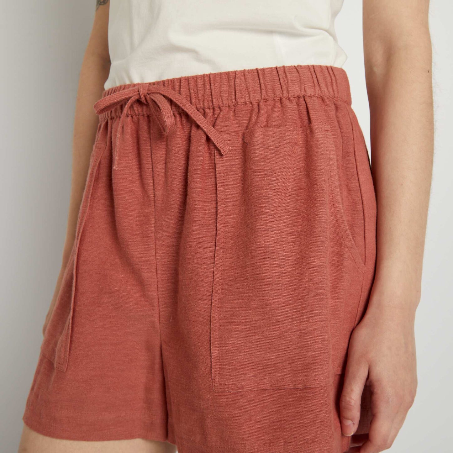 Striped linen shorts PINK