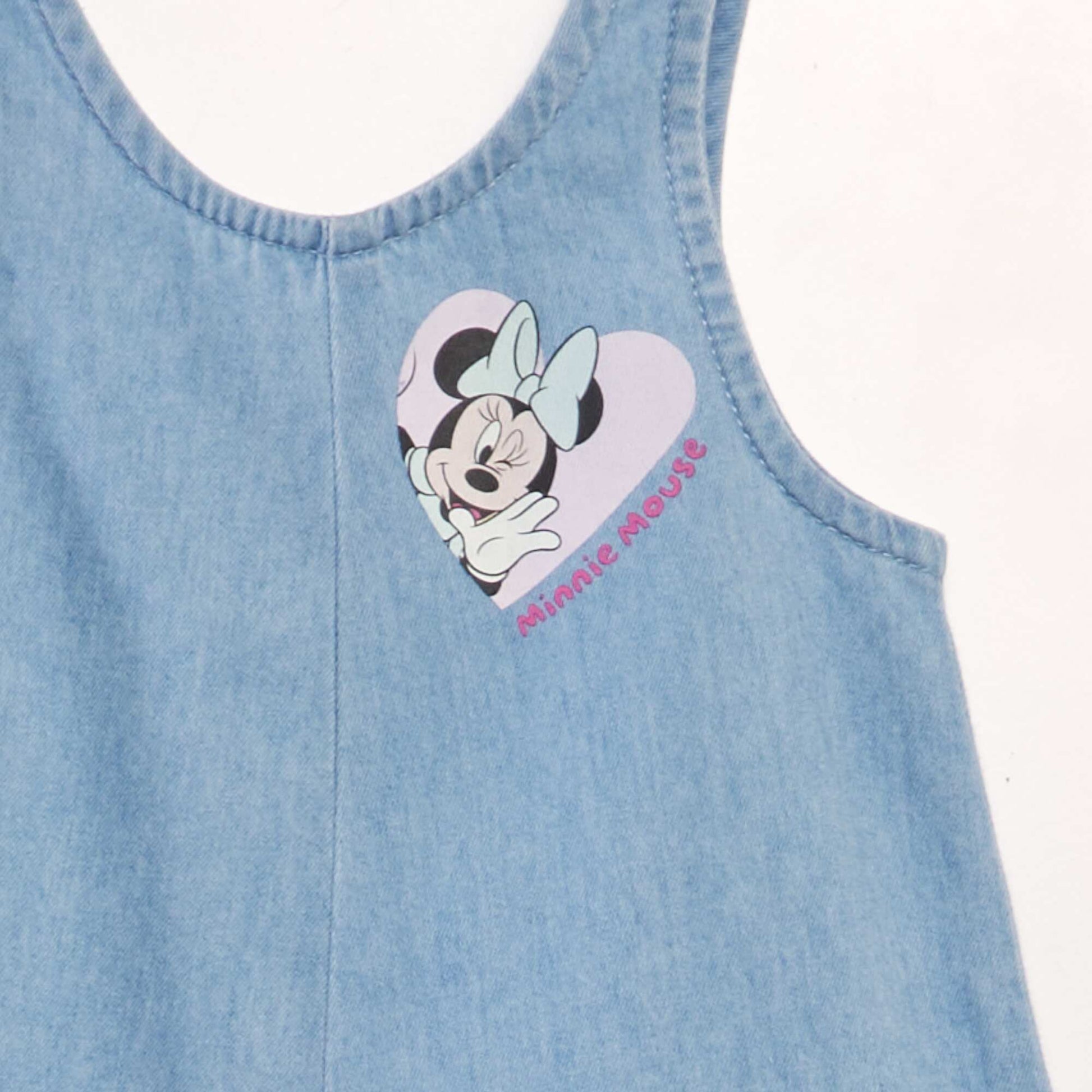 Minnie Mouse print T-shirt + denim playsuit - 2-piece set BLUE