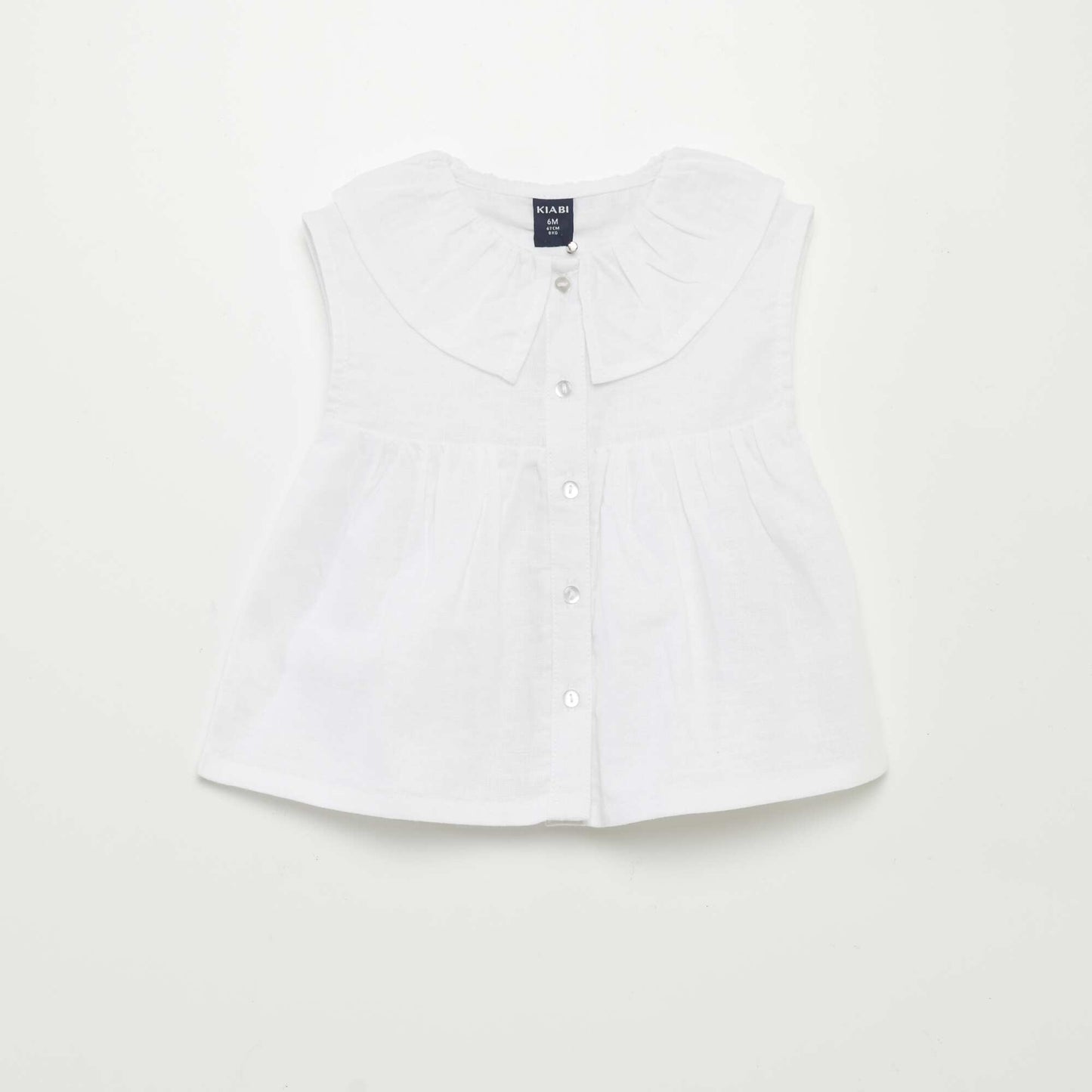 Linen blouse with Peter Pan collar white