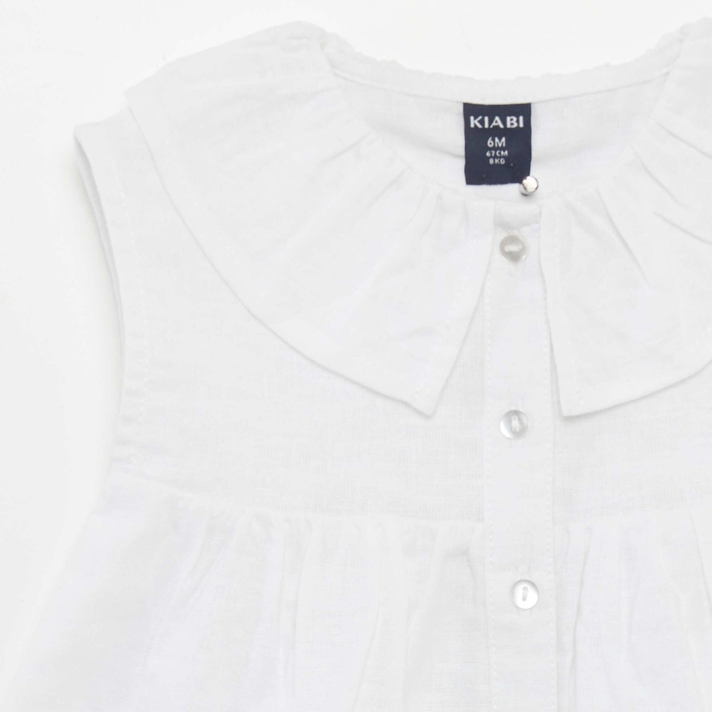 Linen blouse with Peter Pan collar white