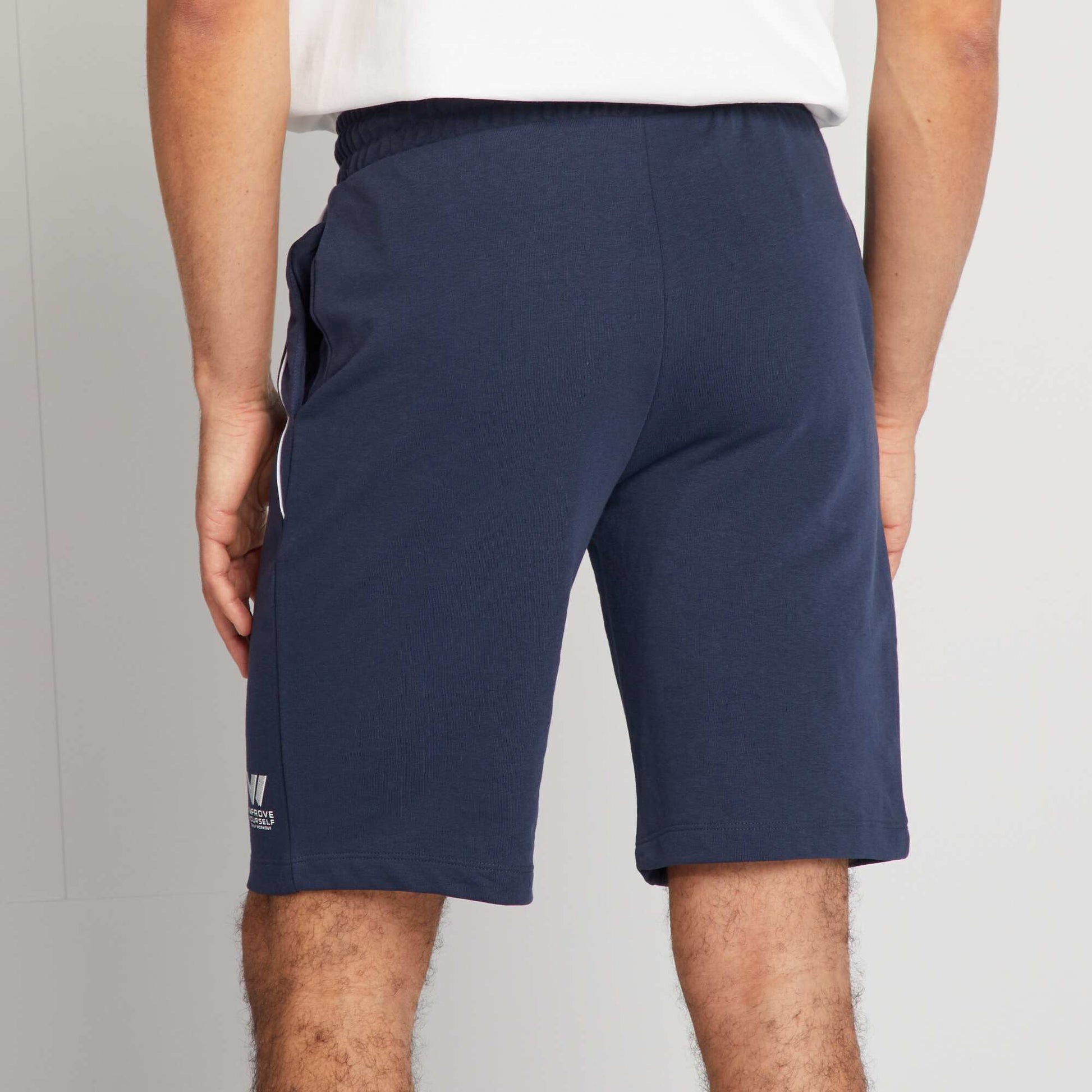 Sweatshirt fabric shorts with elasticated waistband BLACK