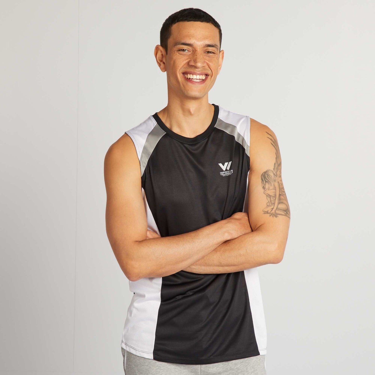 Straight vest top with round neck WHITE
