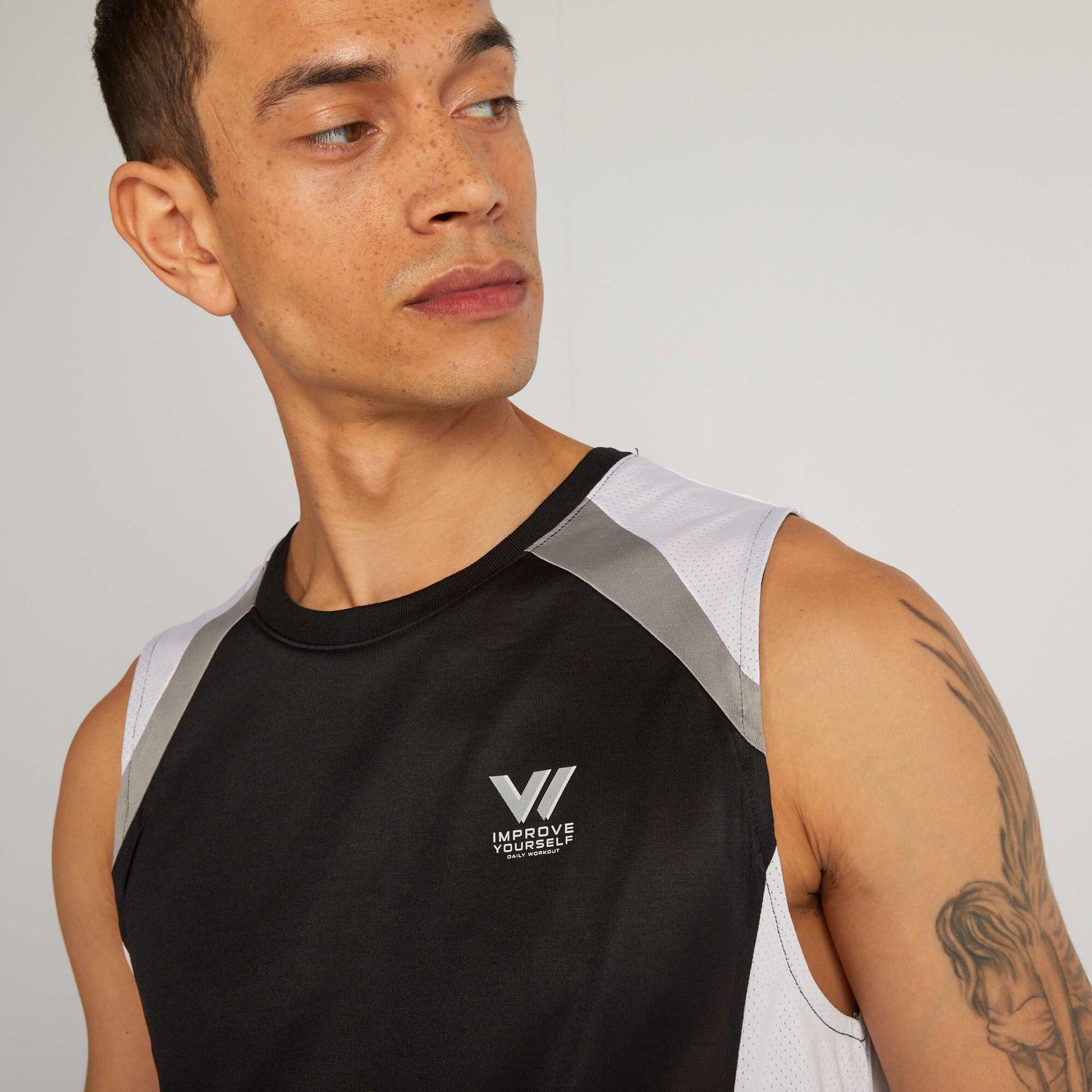 Straight vest top with round neck WHITE