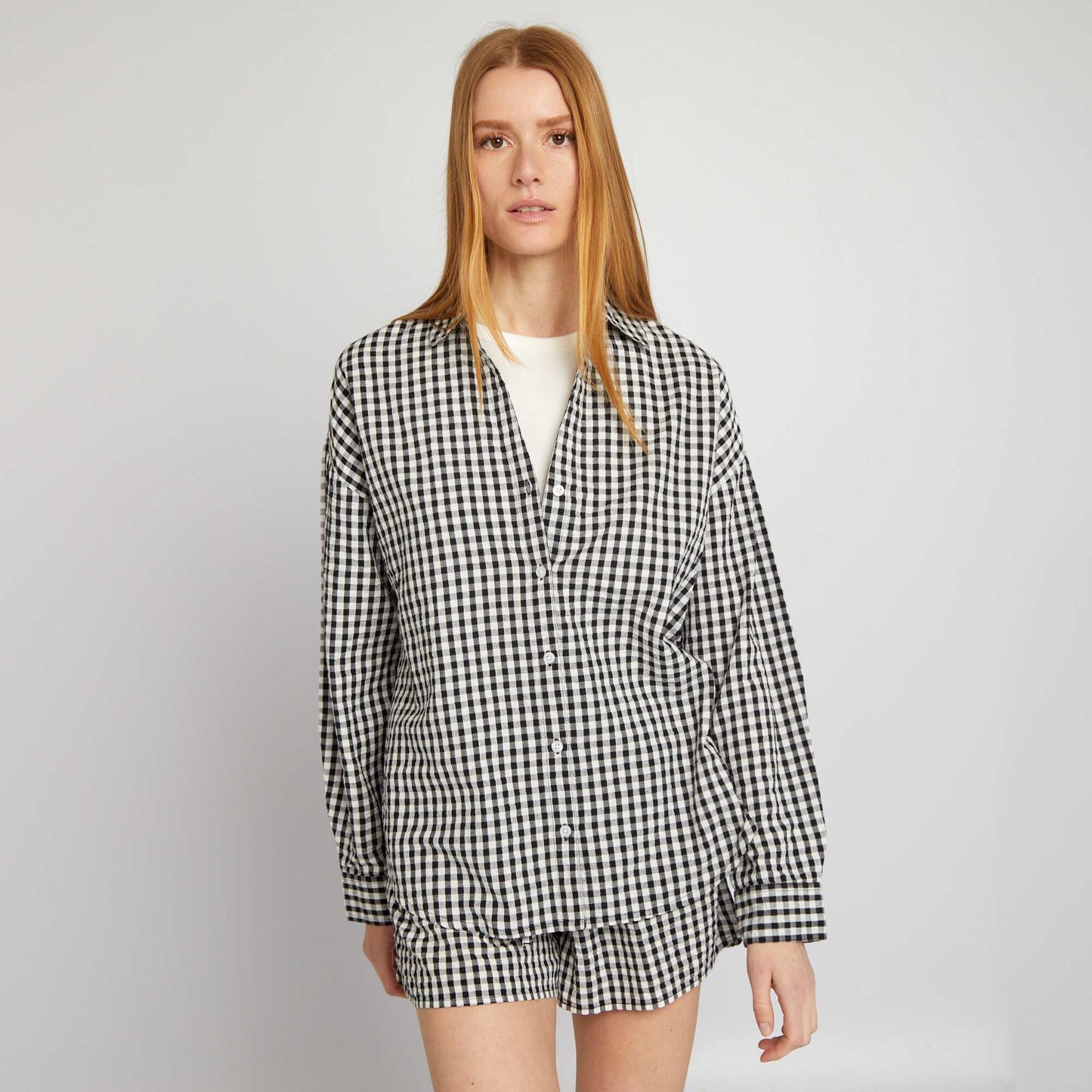 Gingham checked shirt BLACK