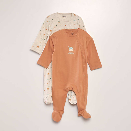 Jersey sleepsuit - Pack of 2 BEIGE