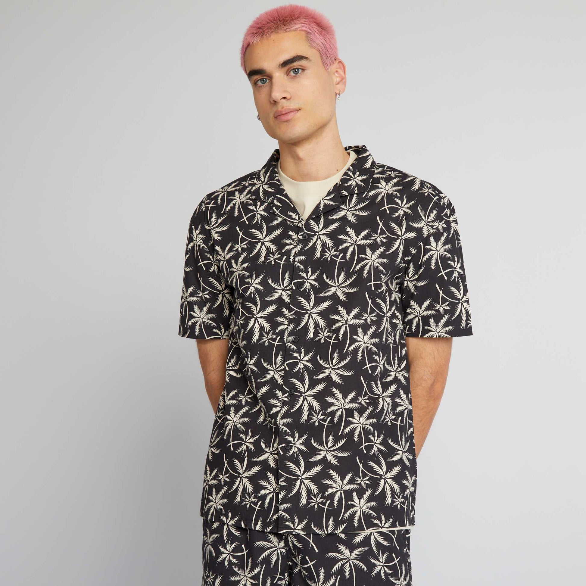 Short-sleeved printed shirt GREY