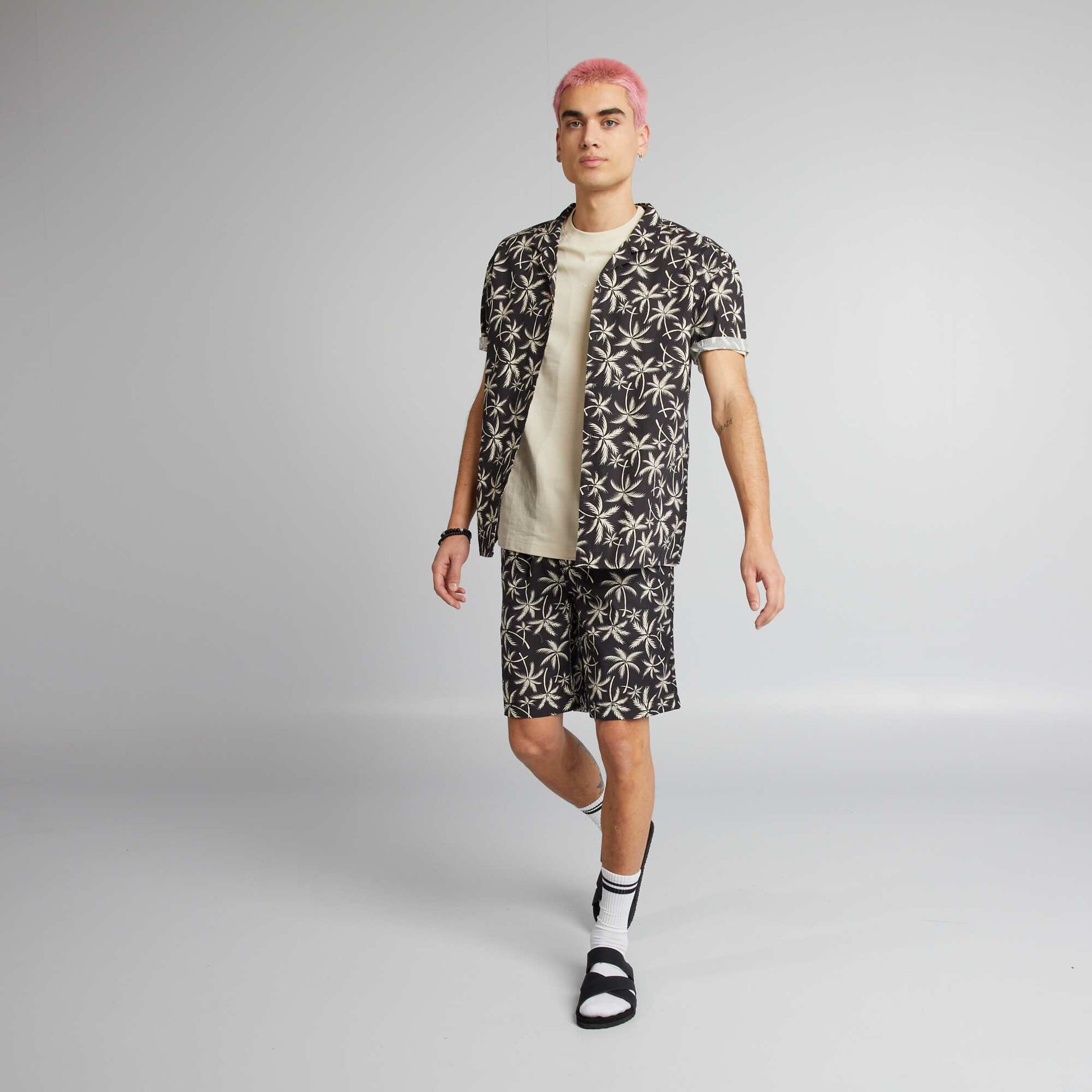 Short-sleeved printed shirt GREY