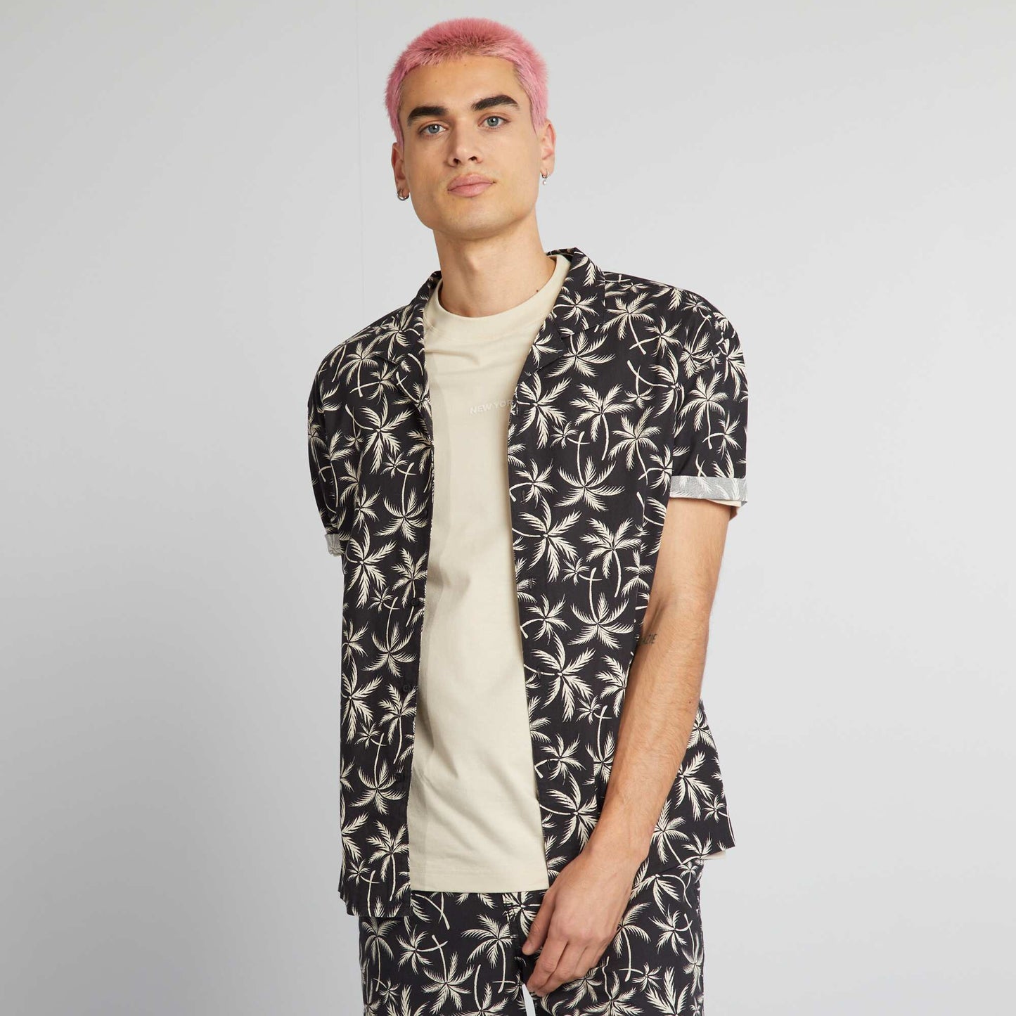 Short-sleeved printed shirt GREY