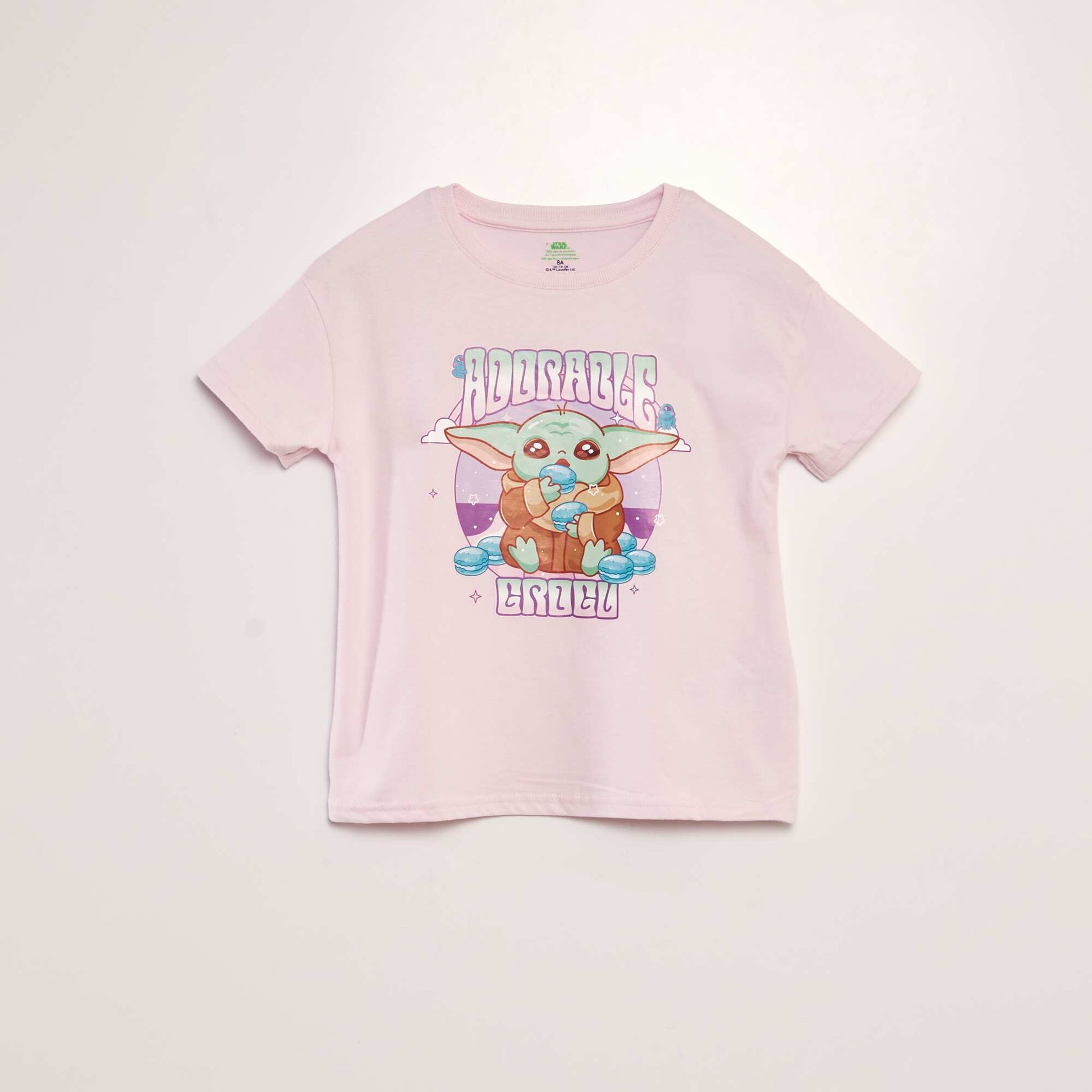 'Disney' 'Baby Yoda' round neck T-shirt PINK