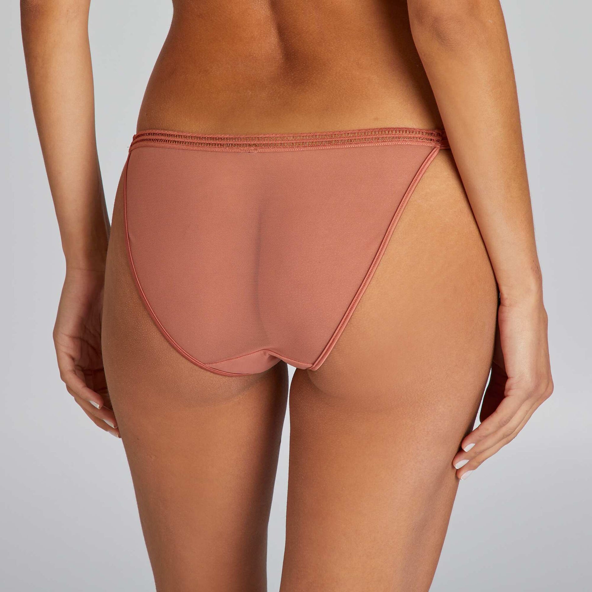 Embroidered tulle briefs PINK