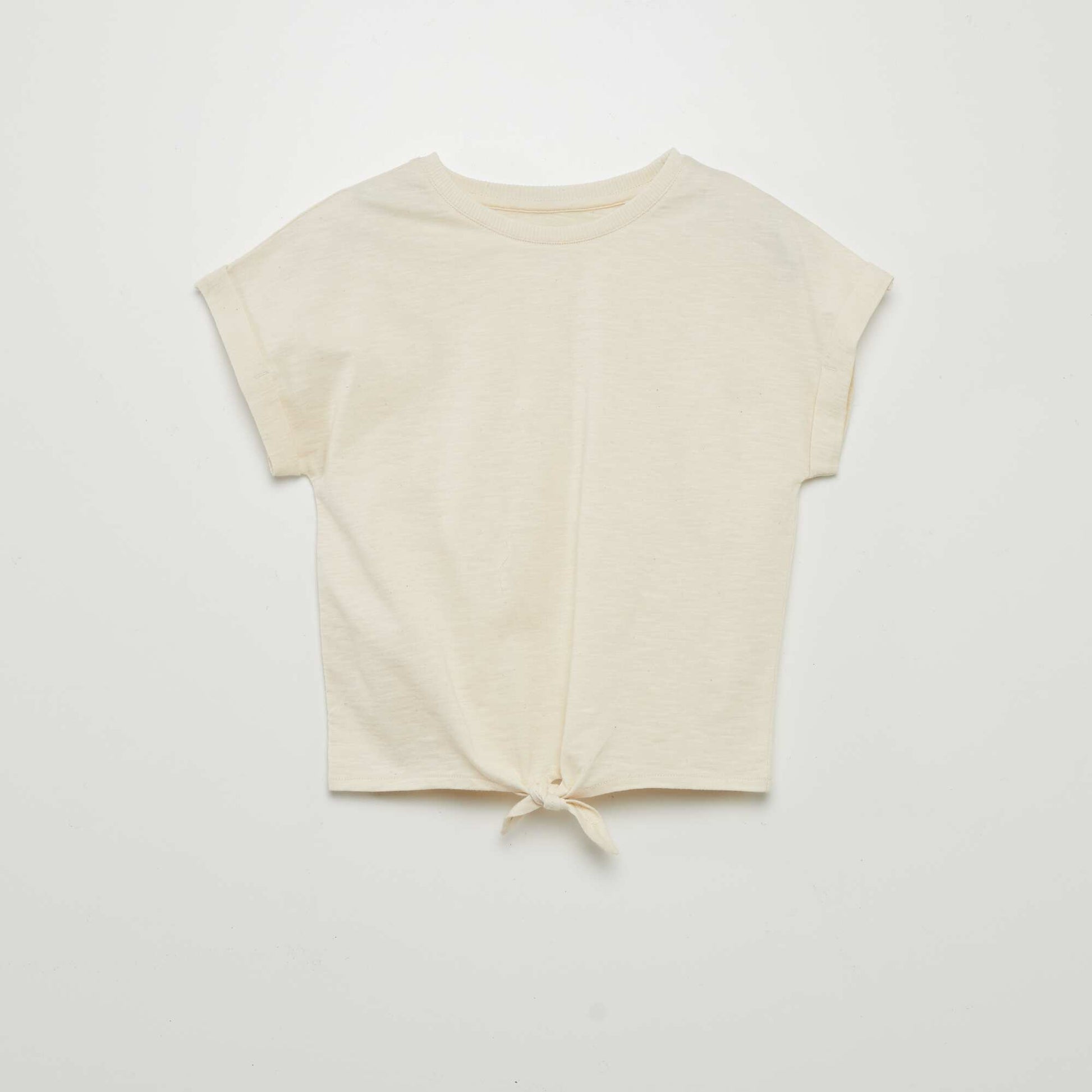 T-shirt with tie hem BEIGE