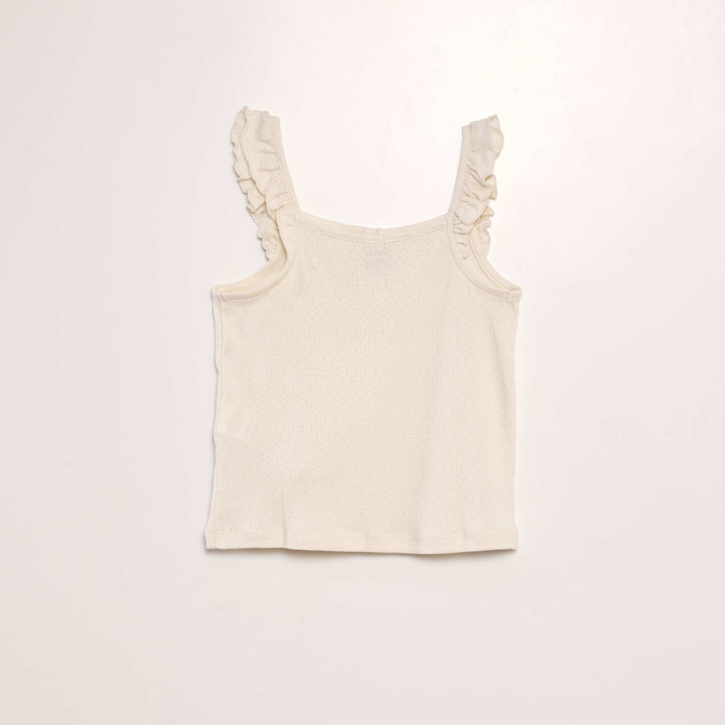 Vest top with ruffled straps BEIGE